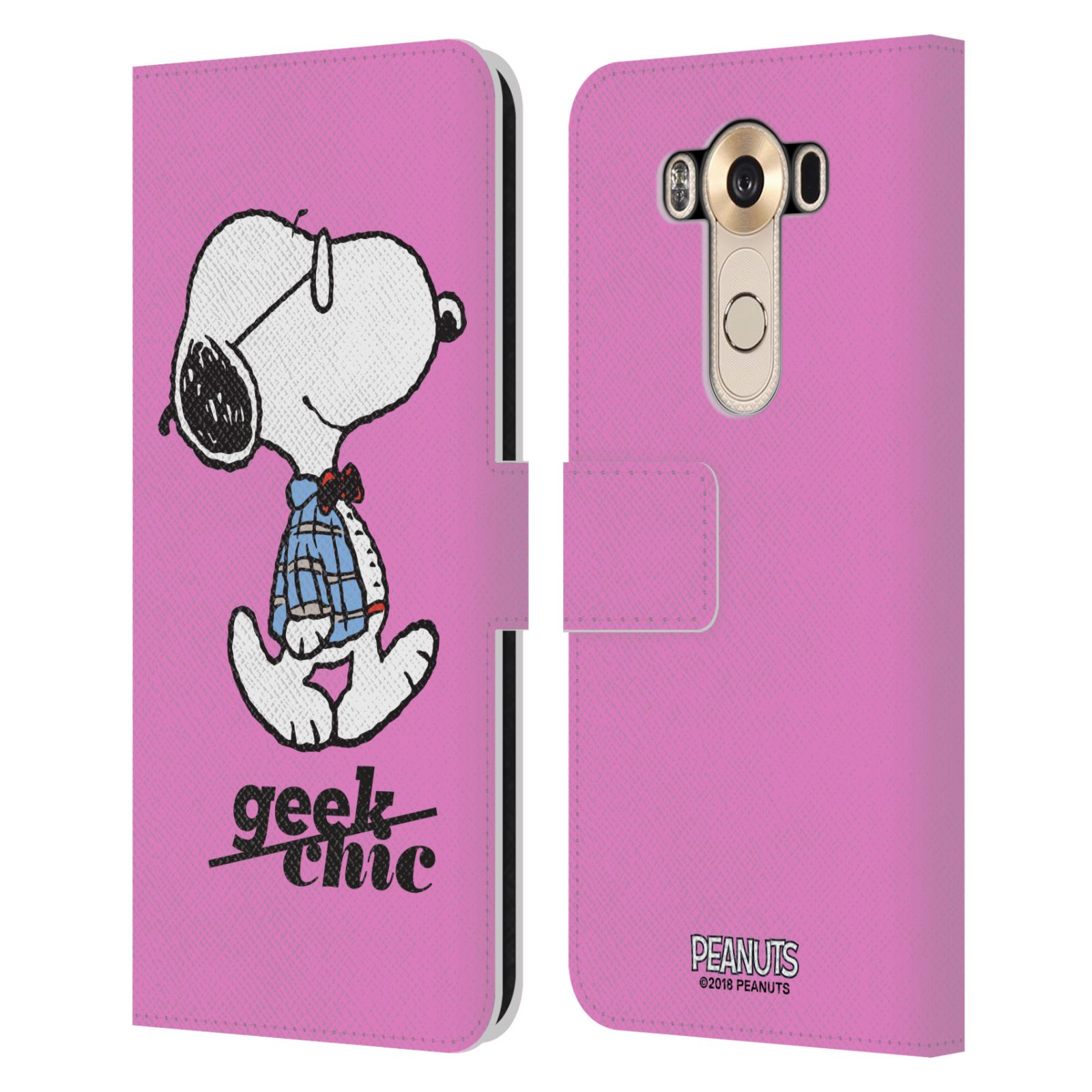 Pouzdro na mobil LG V10 - Head Case - Peanuts - růžový pejsek snoopy nerd
