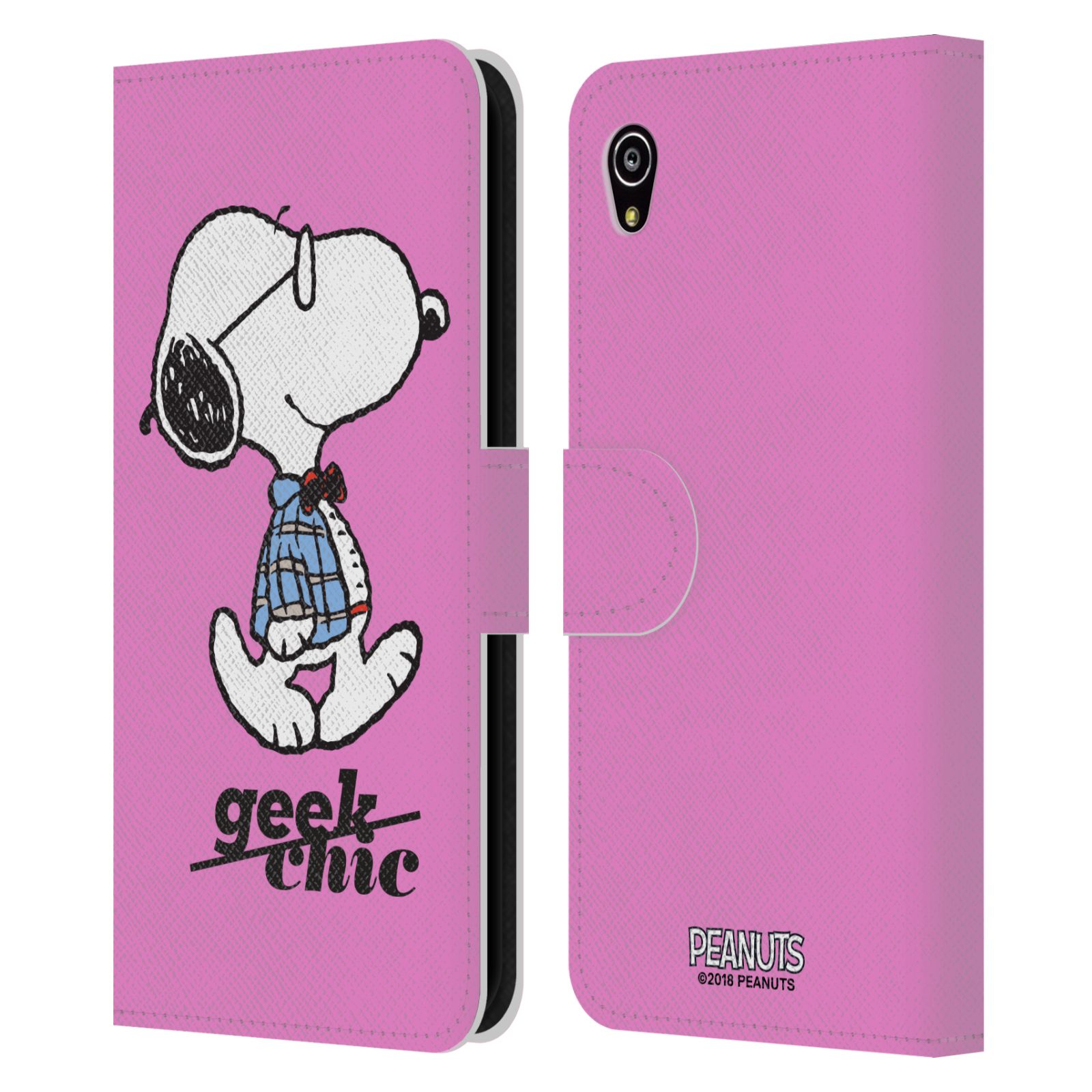 Pouzdro na mobil Sony Xperia M4 Aqua - Head Case - Peanuts - růžový pejsek snoopy nerd