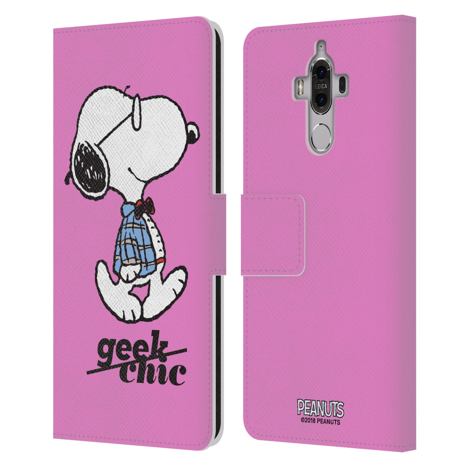 Pouzdro na mobil Huawei Mate 9 - Head Case - Peanuts - růžový pejsek snoopy nerd