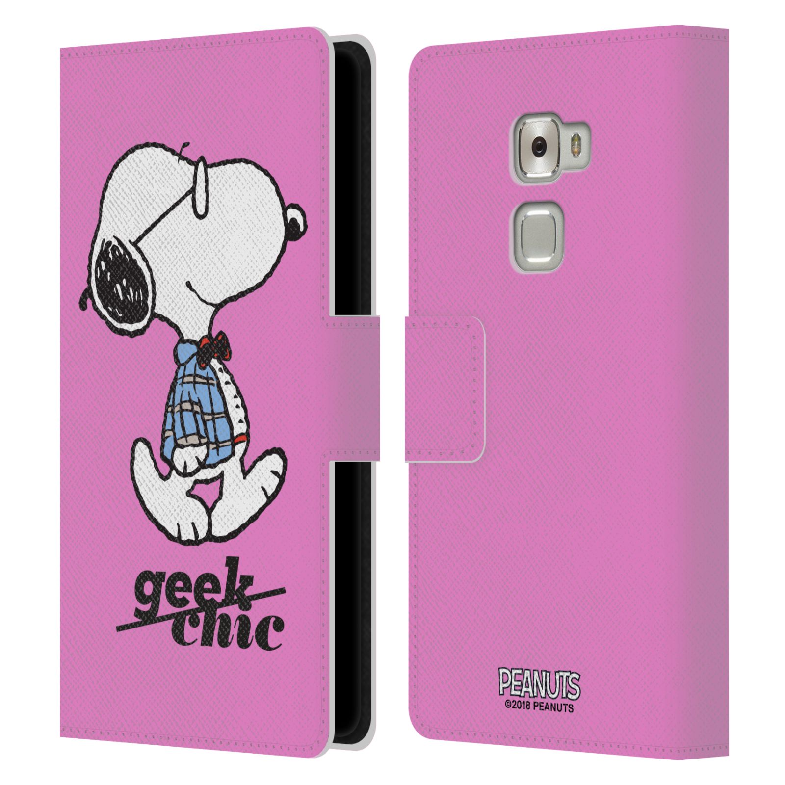 Pouzdro na mobil Huawei Mate S - Head Case - Peanuts - růžový pejsek snoopy nerd