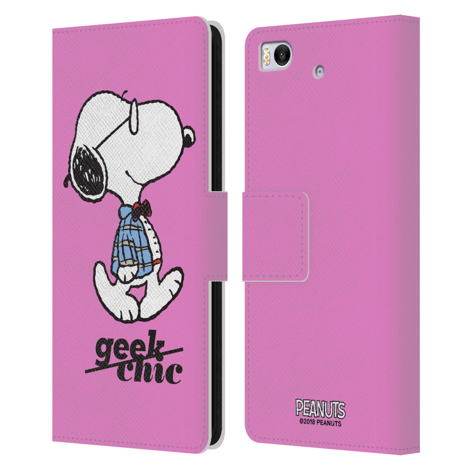 Pouzdro na mobil Xiaomi Mi 5s - Head Case - Peanuts - růžový pejsek snoopy nerd