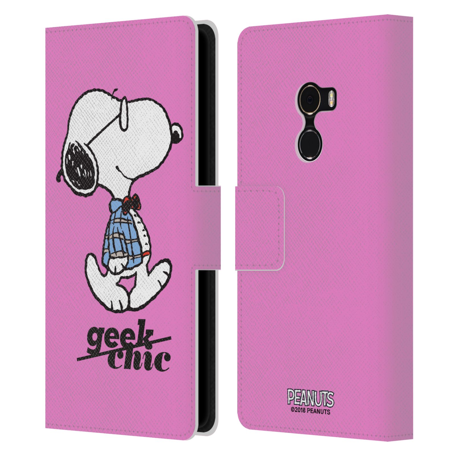 Pouzdro na mobil Xiaomi Mi Mix 2 - Head Case - Peanuts - růžový pejsek snoopy nerd