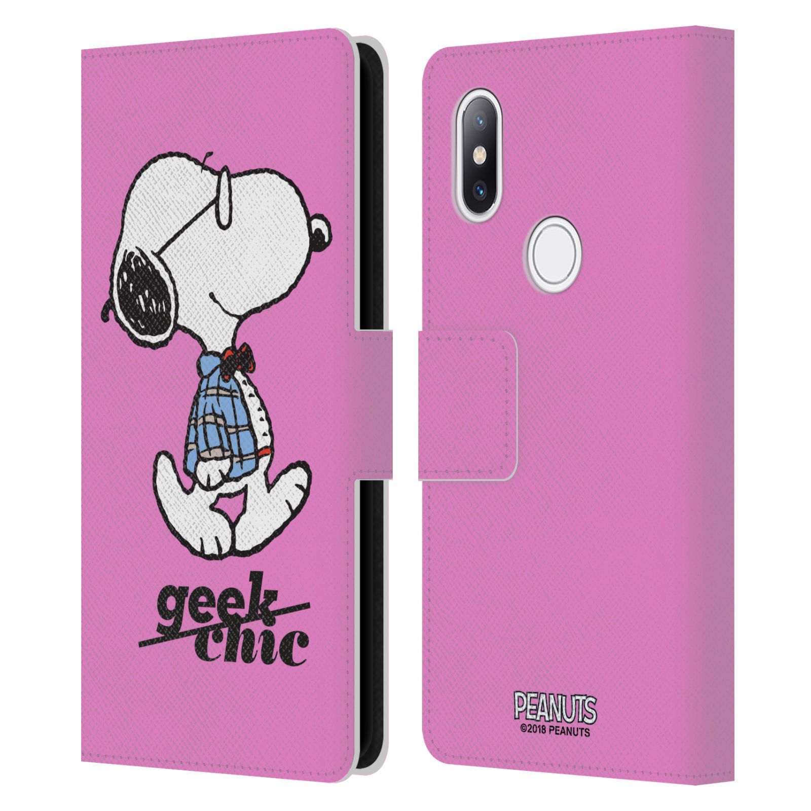 Pouzdro na mobil Xiaomi Mi Mix 2s - Head Case - Peanuts - růžový pejsek snoopy nerd