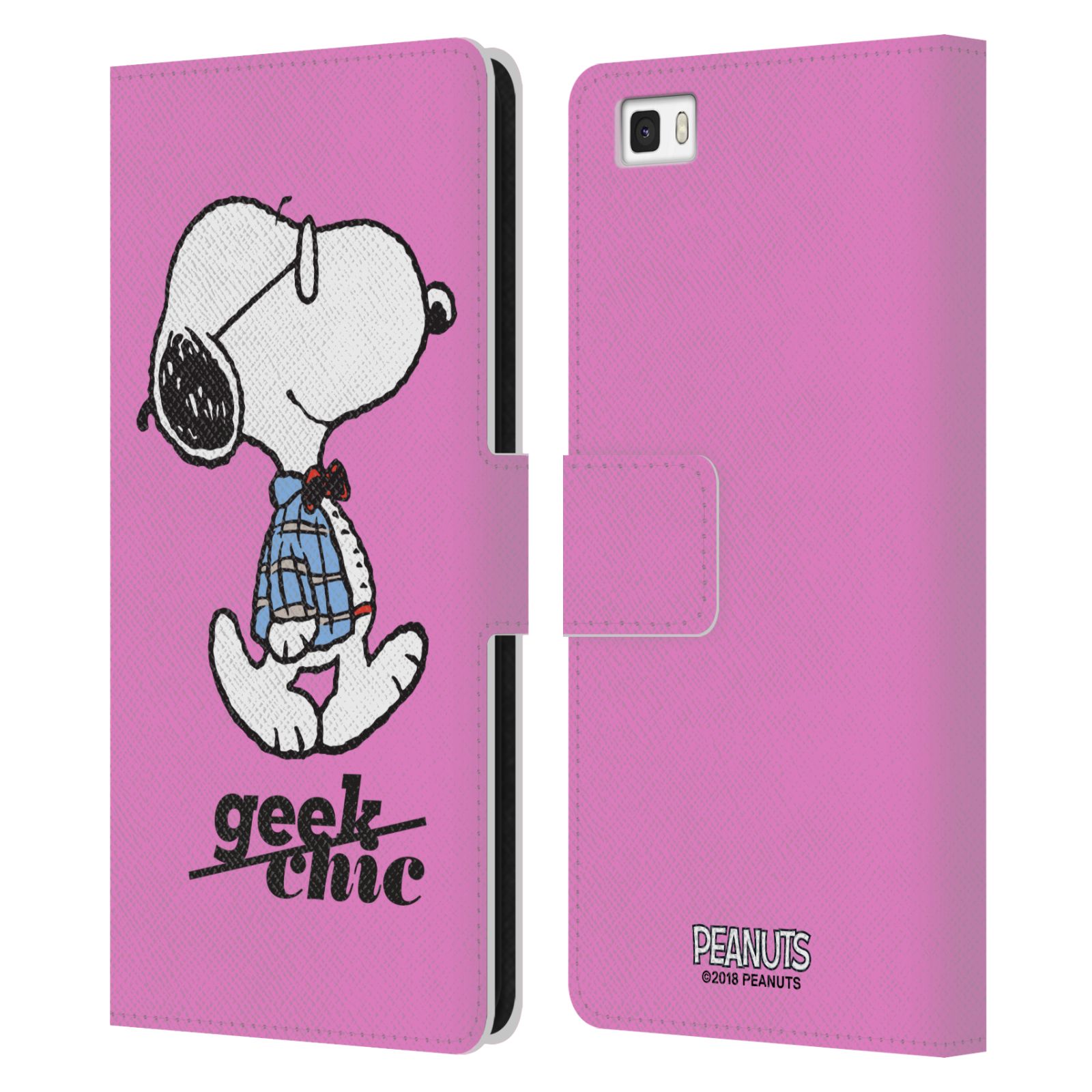 Pouzdro na mobil Huawei P8 Lite - Head Case - Peanuts - růžový pejsek snoopy nerd
