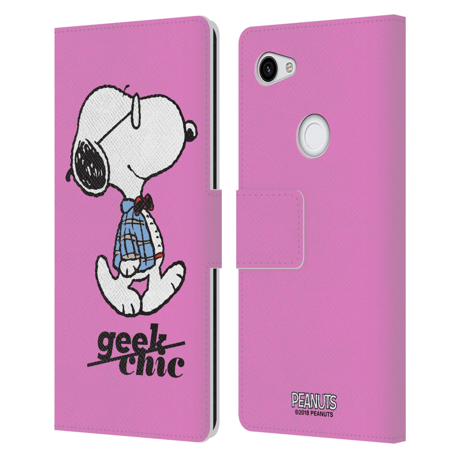 Pouzdro na mobil Google Pixel 3a XL - Head Case - Peanuts - růžový pejsek snoopy nerd