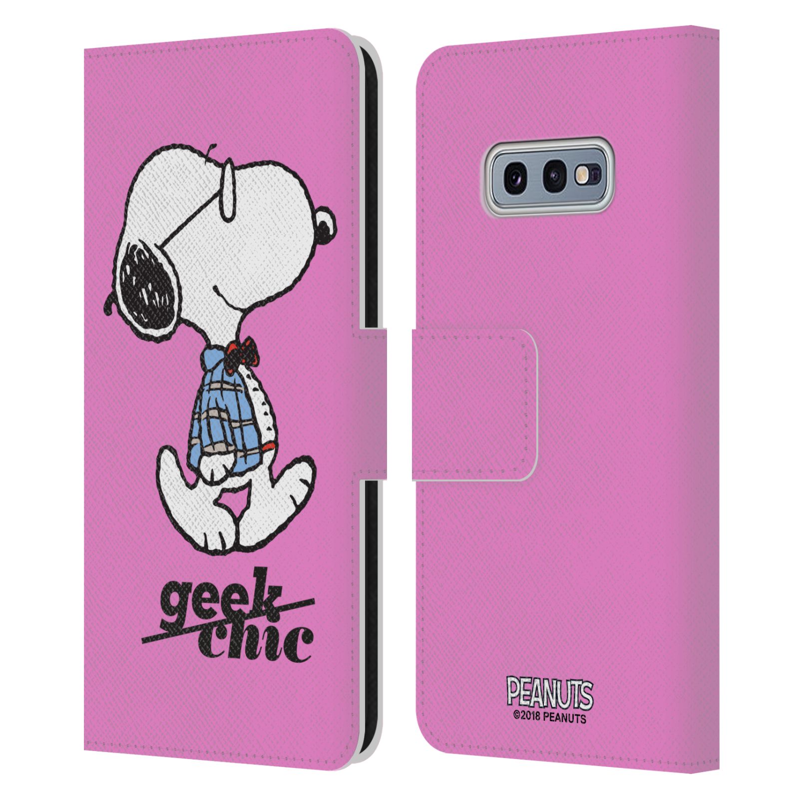 Pouzdro na mobil Samsung Galaxy S10e - Head Case - Peanuts - růžový pejsek snoopy nerd
