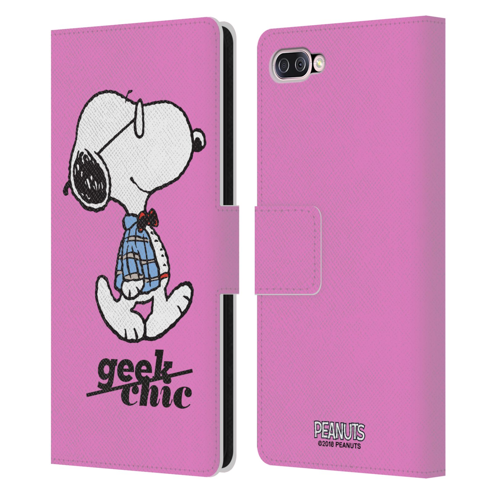Pouzdro na mobil Asus Zenfone 4 Max ZC554KL - Head Case - Peanuts - růžový pejsek snoopy nerd