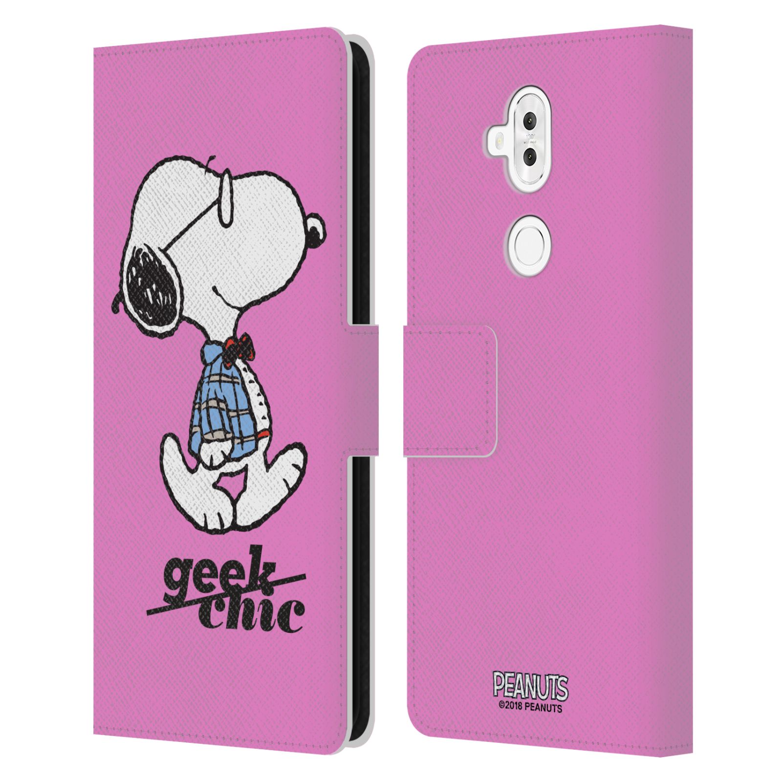 Pouzdro na mobil Asus Zenfone 5 ZC600KL - Head Case - Peanuts - růžový pejsek snoopy nerd