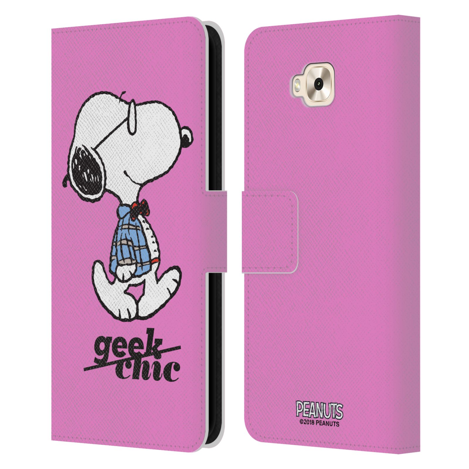 Pouzdro na mobil Asus Zenfone 4 Selfie ZD553KL - Head Case - Peanuts - růžový pejsek snoopy nerd