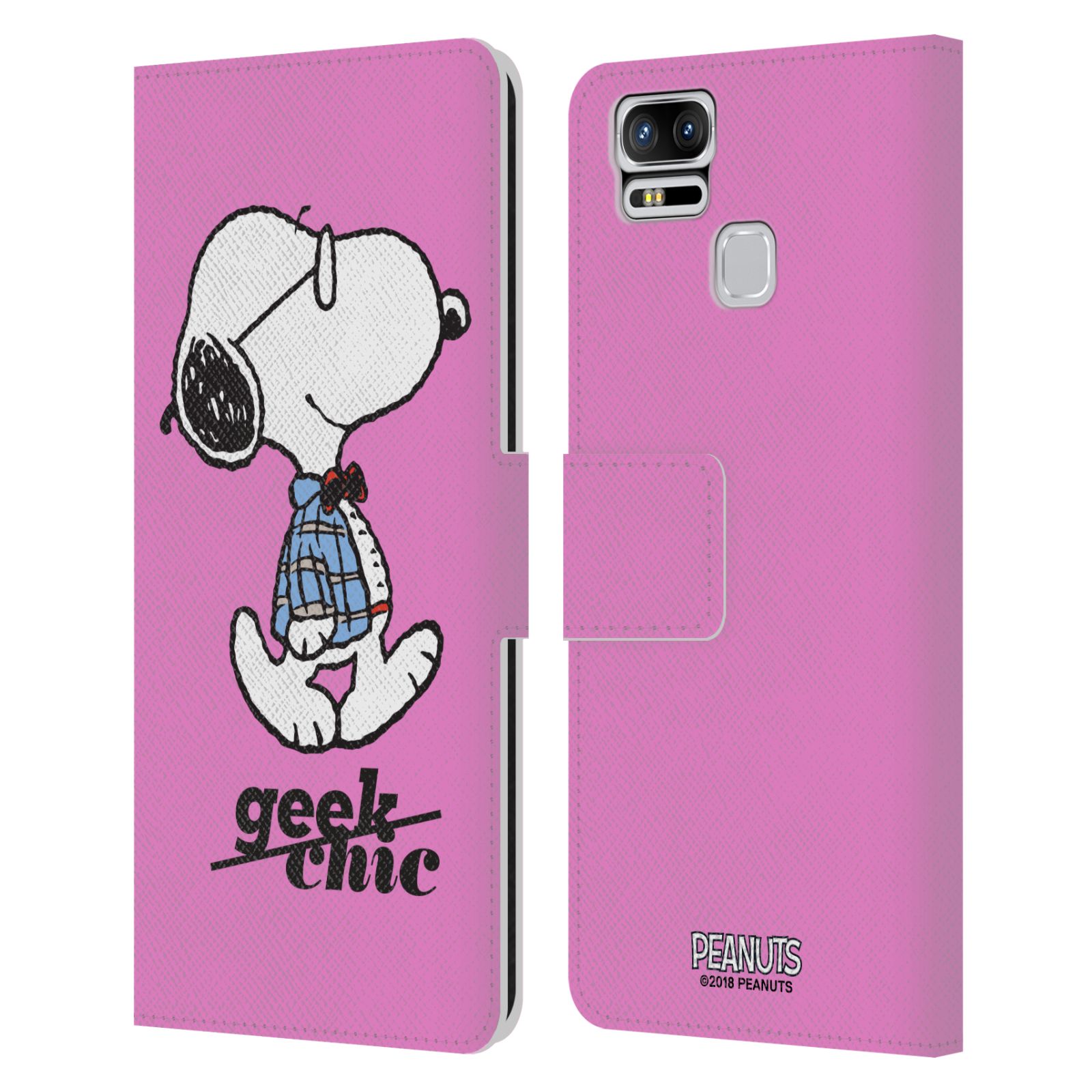 Pouzdro na mobil Asus Zenfone 3 Zoom ZE553KL - Head Case - Peanuts - růžový pejsek snoopy nerd