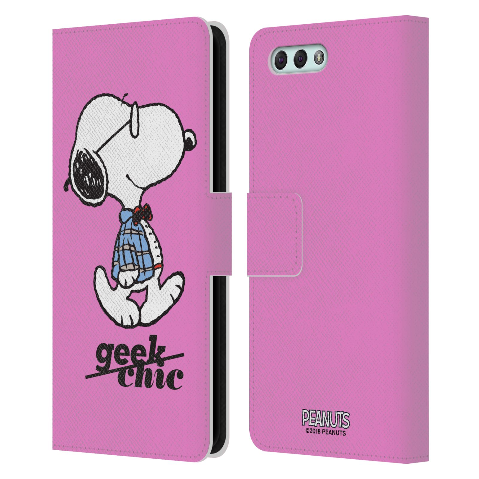 Pouzdro na mobil Asus Zenfone 4 ZE554KL - Head Case - Peanuts - růžový pejsek snoopy nerd