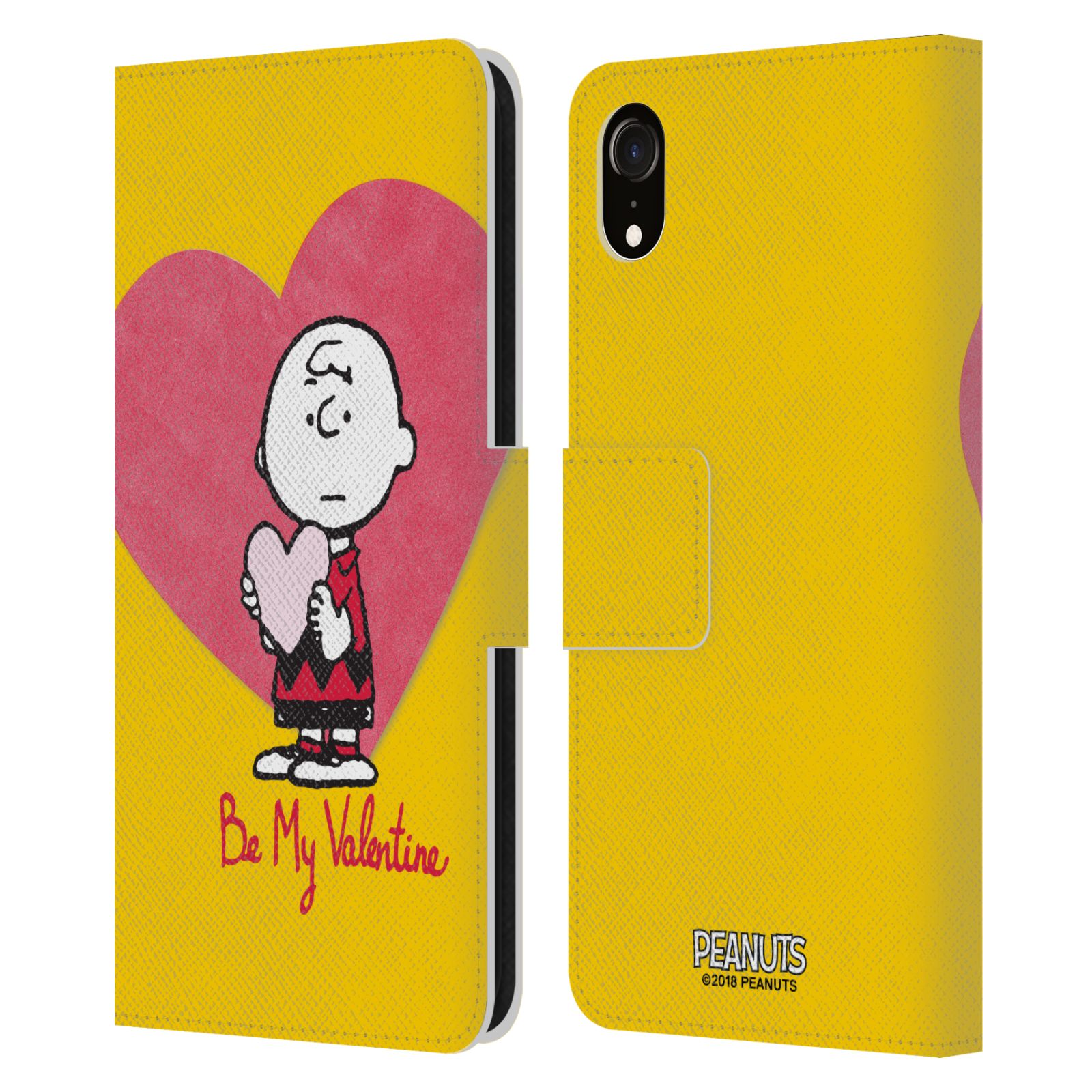 Pouzdro na mobil Apple Iphone XR - Head Case -Peanuts - Charlie Brown valentýnské srdíčko