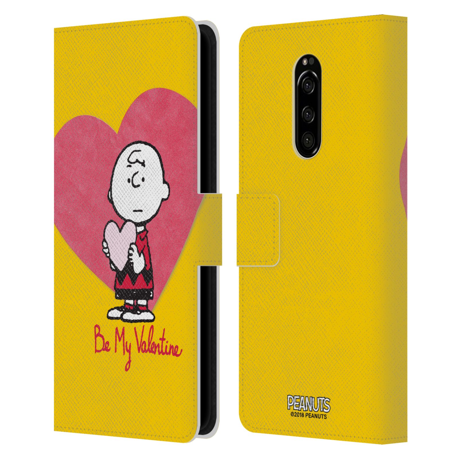 Pouzdro na mobil Sony Xperia 1 - Head Case -Peanuts - Charlie Brown valentýnské srdíčko