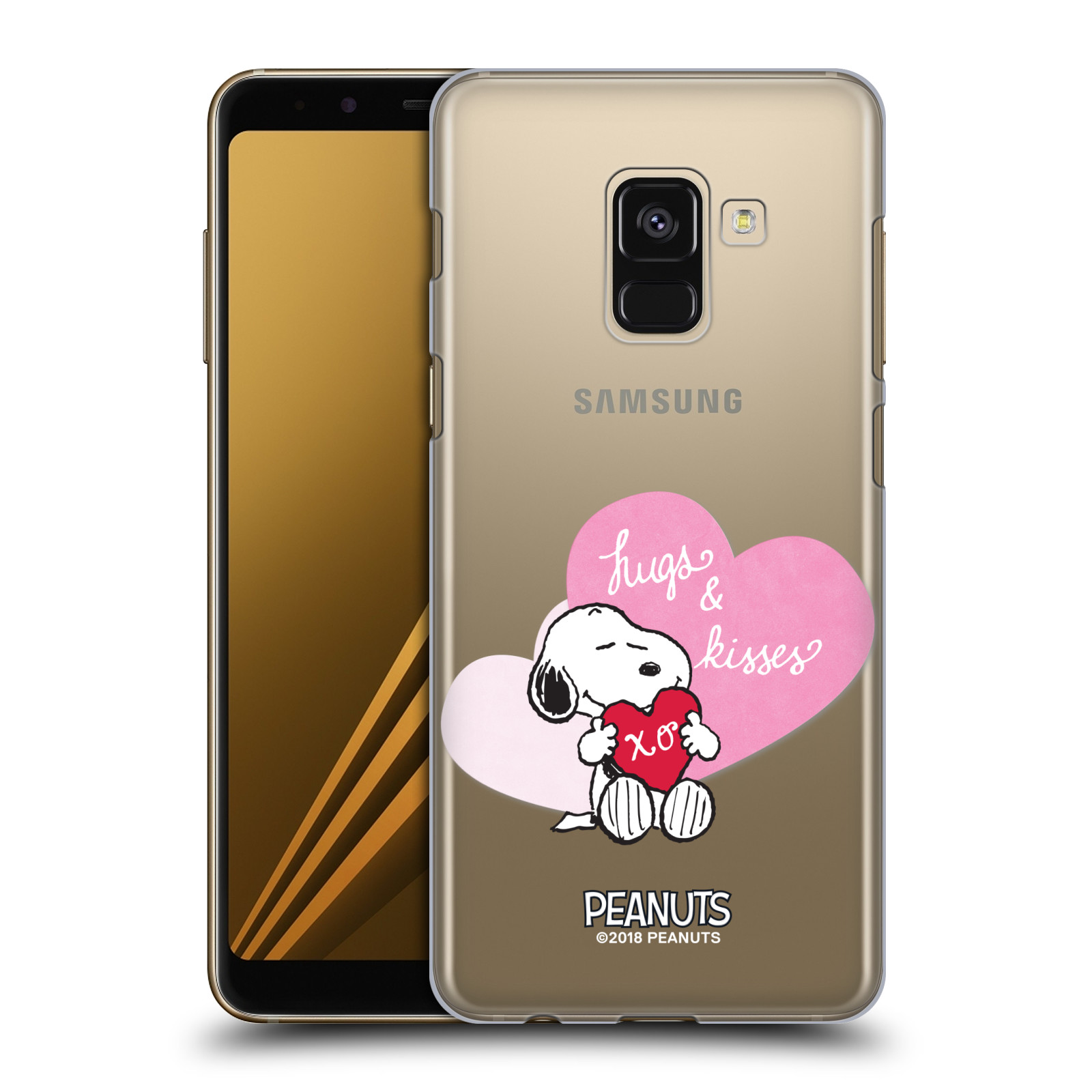 Pouzdro na mobil Samsung Galaxy A8+ 2018, A8 PLUS 2018 Oficiální motiv Snoopy pejsek růžové srdíčko