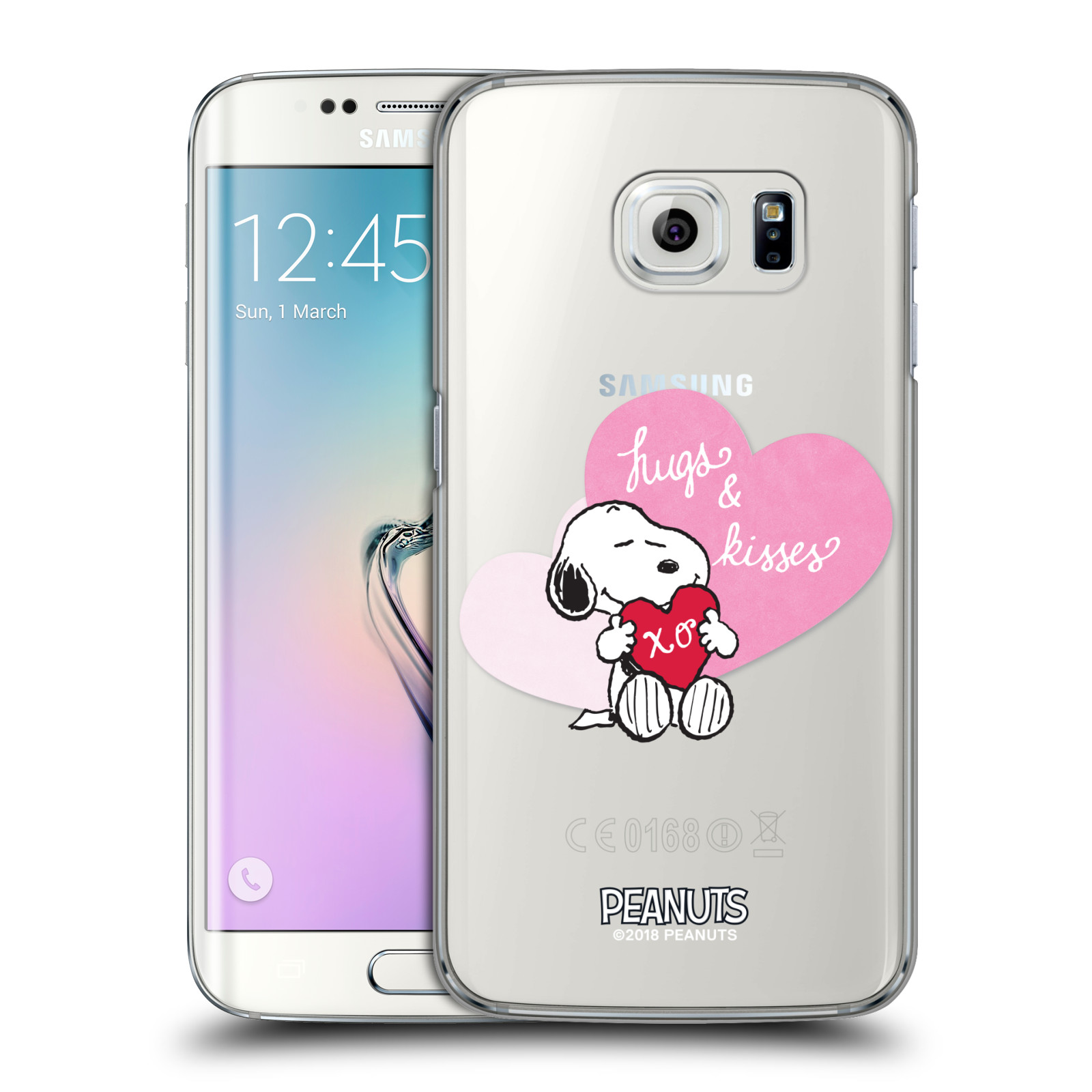 Pouzdro na mobil Samsung Galaxy S6 EDGE Oficiální motiv Snoopy pejsek růžové srdíčko