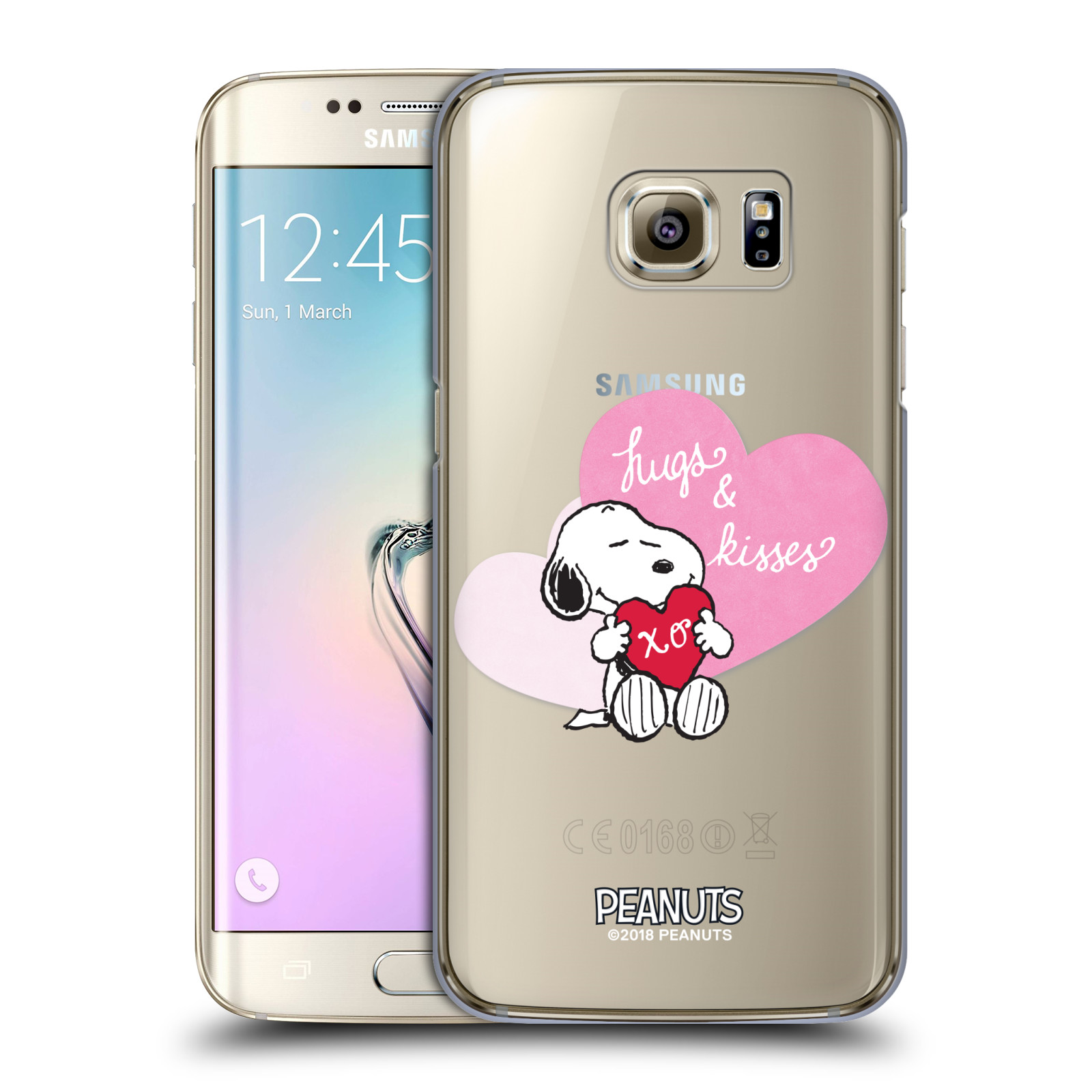 Pouzdro na mobil Samsung Galaxy S7 EDGE Oficiální motiv Snoopy pejsek růžové srdíčko