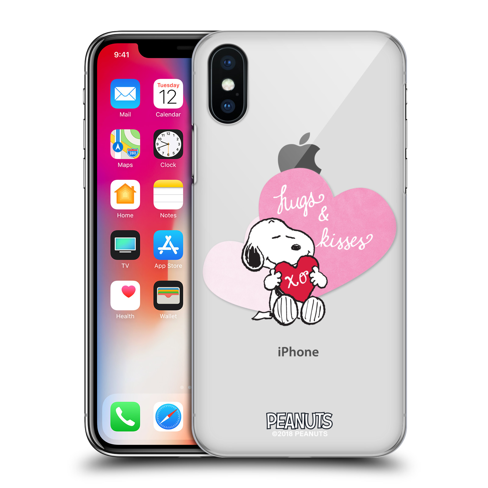 Pouzdro na mobil Apple Iphone X/XS Oficiální motiv Snoopy pejsek růžové srdíčko