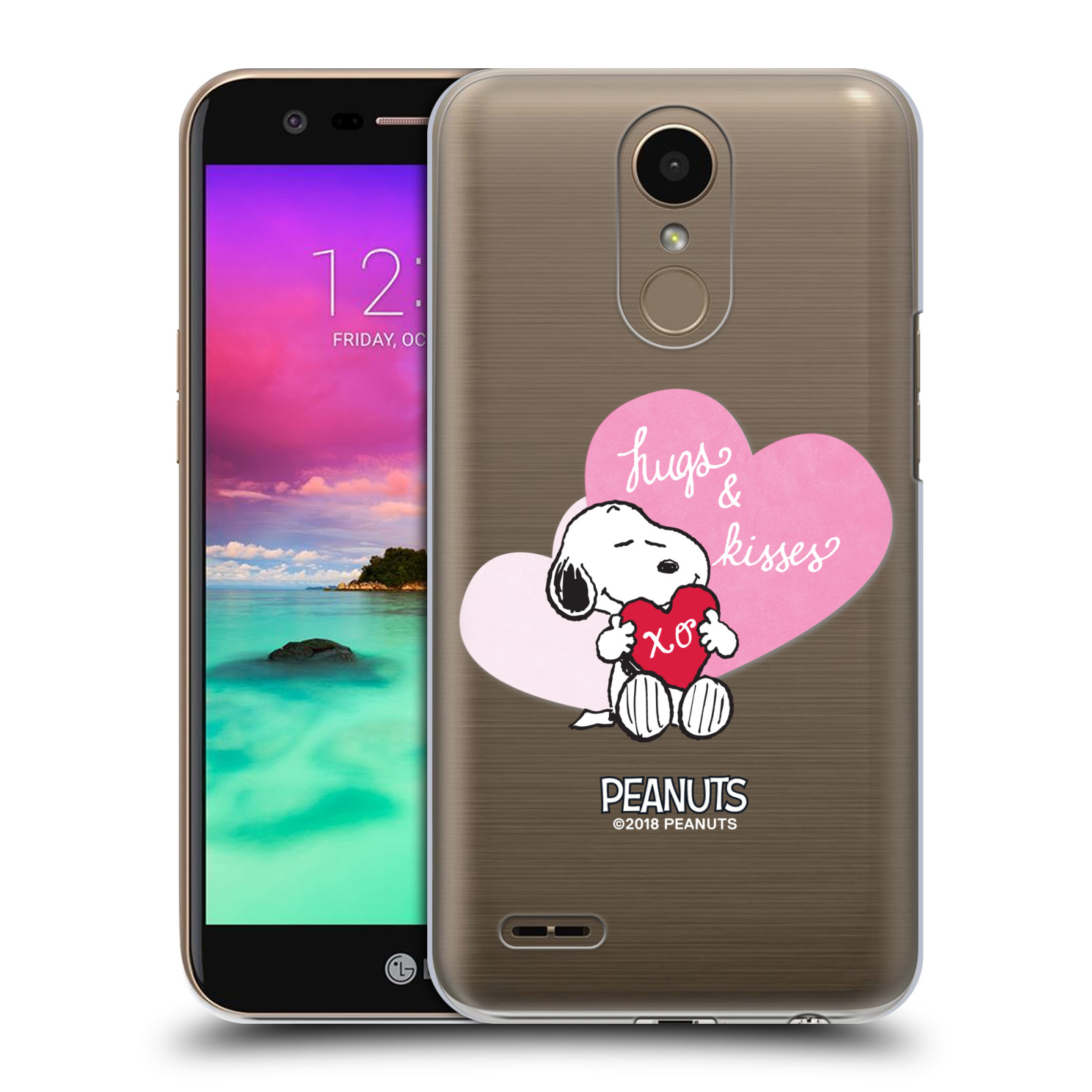Pouzdro na mobil LG K10 2017 / K10 2017 DUAL SIM Oficiální motiv Snoopy pejsek růžové srdíčko