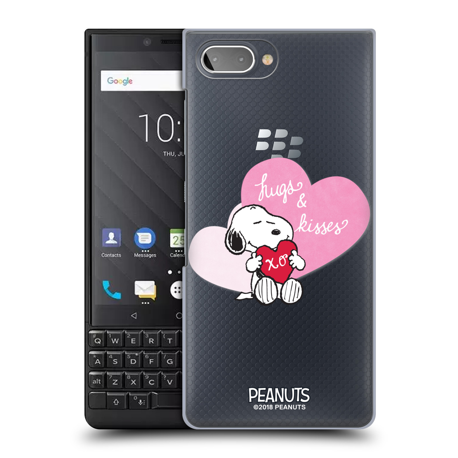 Pouzdro na mobil Blackberry KEY 2 Oficiální motiv Snoopy pejsek růžové srdíčko