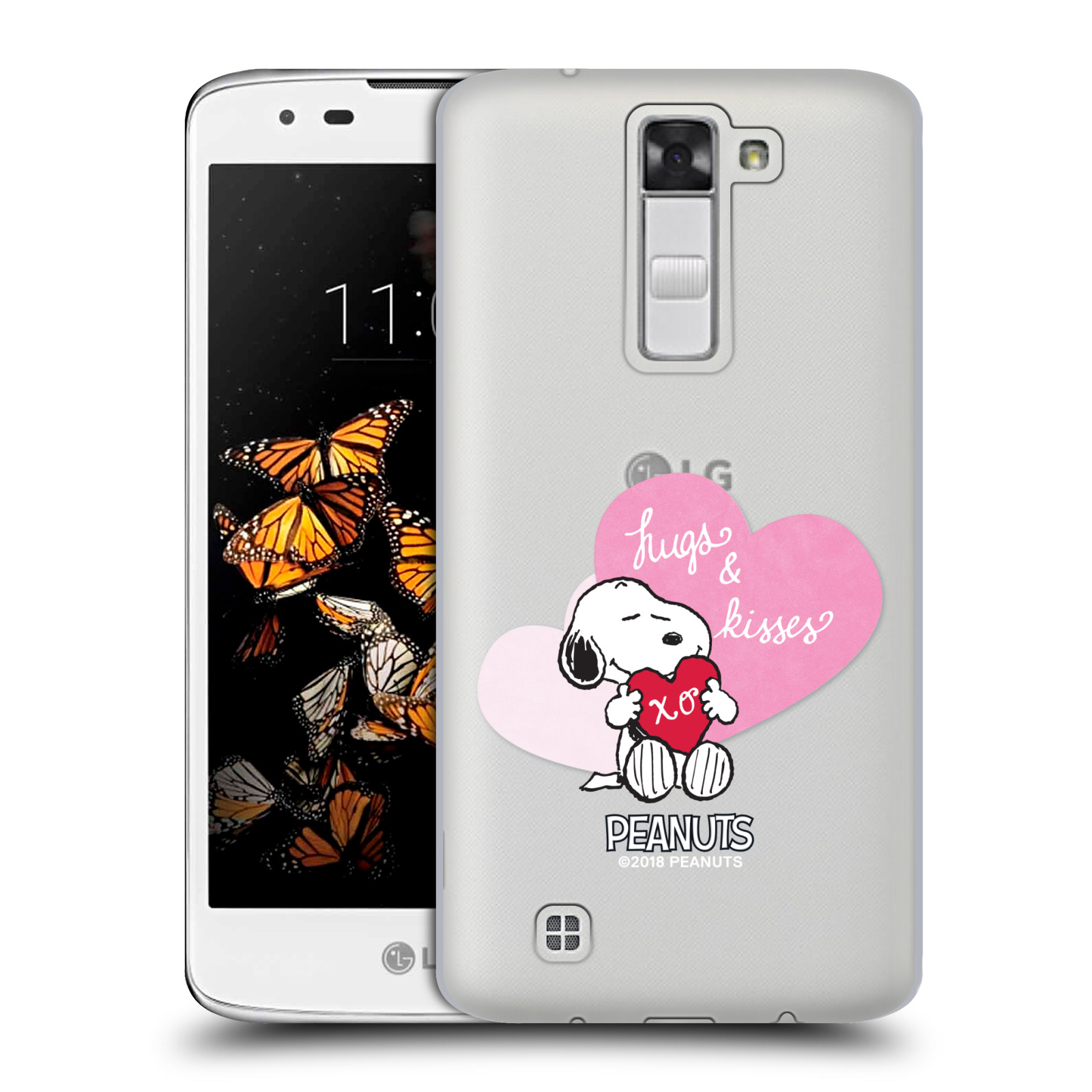 Pouzdro na mobil LG K8 Oficiální motiv Snoopy pejsek růžové srdíčko