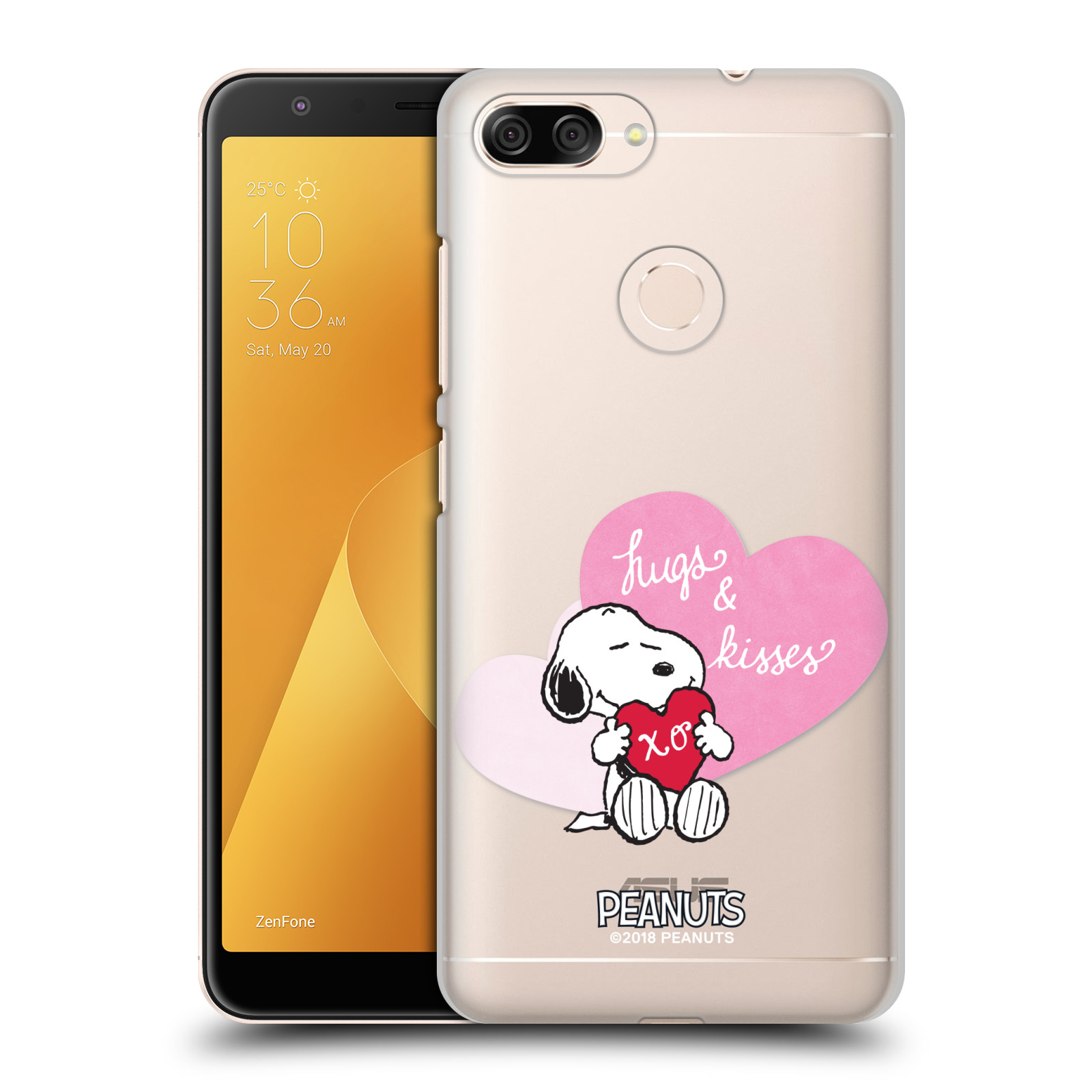 Pouzdro na mobil ASUS ZENFONE Max Plus M1 Oficiální motiv Snoopy pejsek růžové srdíčko