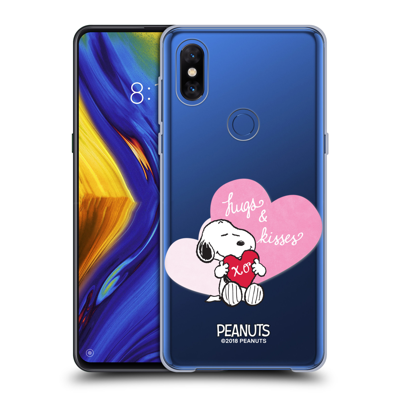 Pouzdro na mobil Xiaomi Mi Mix 3 Oficiální motiv Snoopy pejsek růžové srdíčko