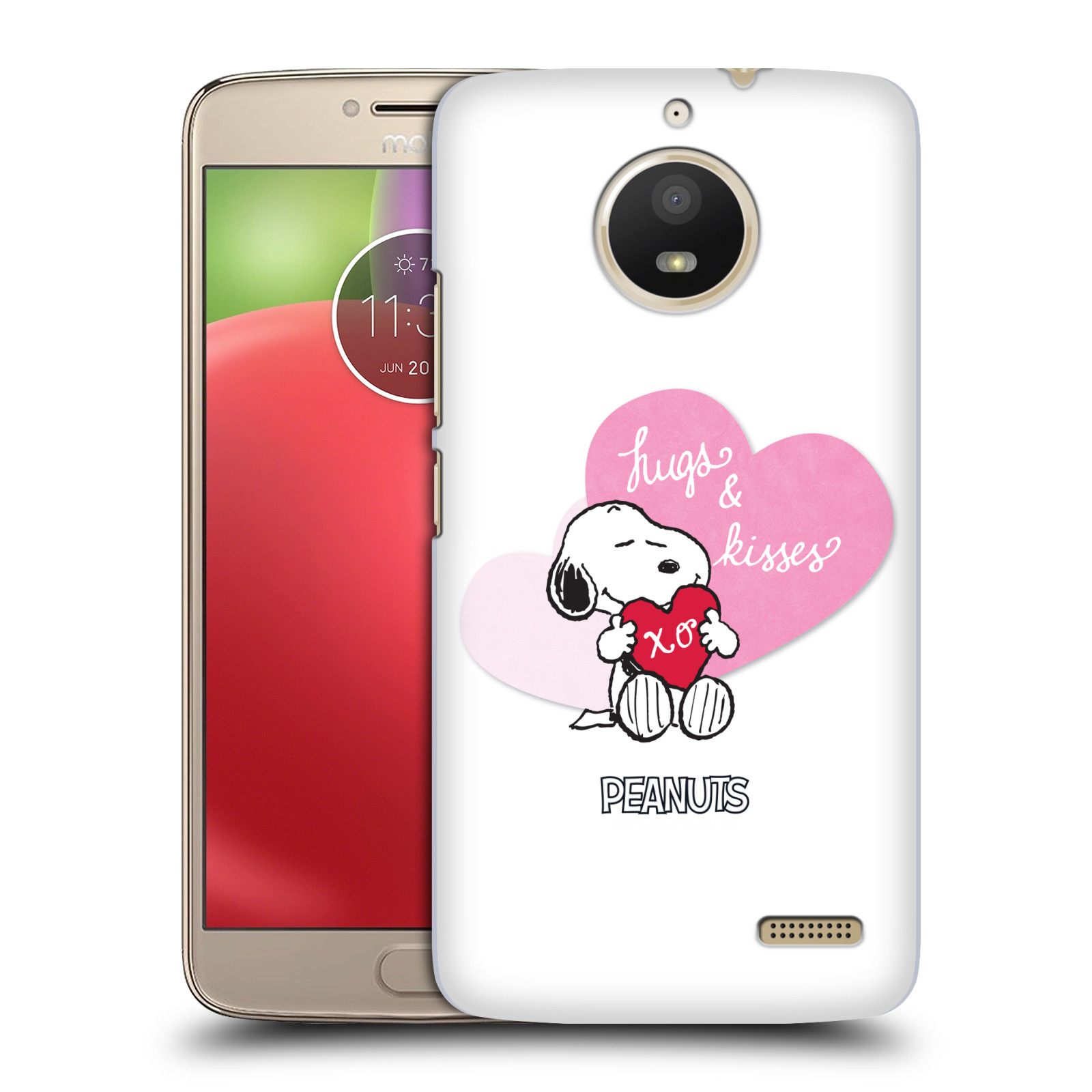 Pouzdro na mobil Lenovo Moto E4 Oficiální motiv Snoopy pejsek růžové srdíčko