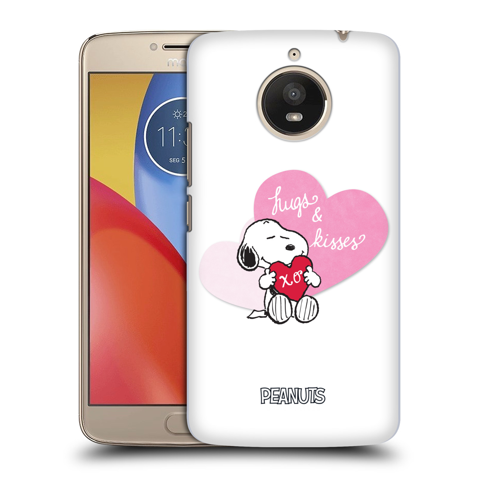 Pouzdro na mobil Lenovo Moto E4 PLUS Oficiální motiv Snoopy pejsek růžové srdíčko