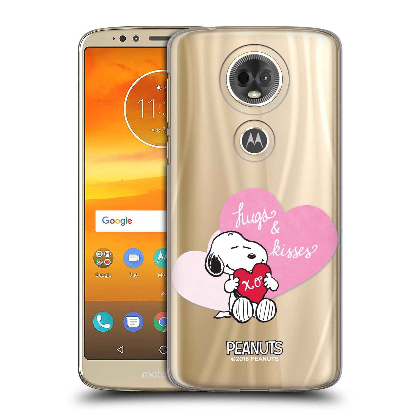 Pouzdro na mobil Motorola Moto E5 PLUS Oficiální motiv Snoopy pejsek růžové srdíčko