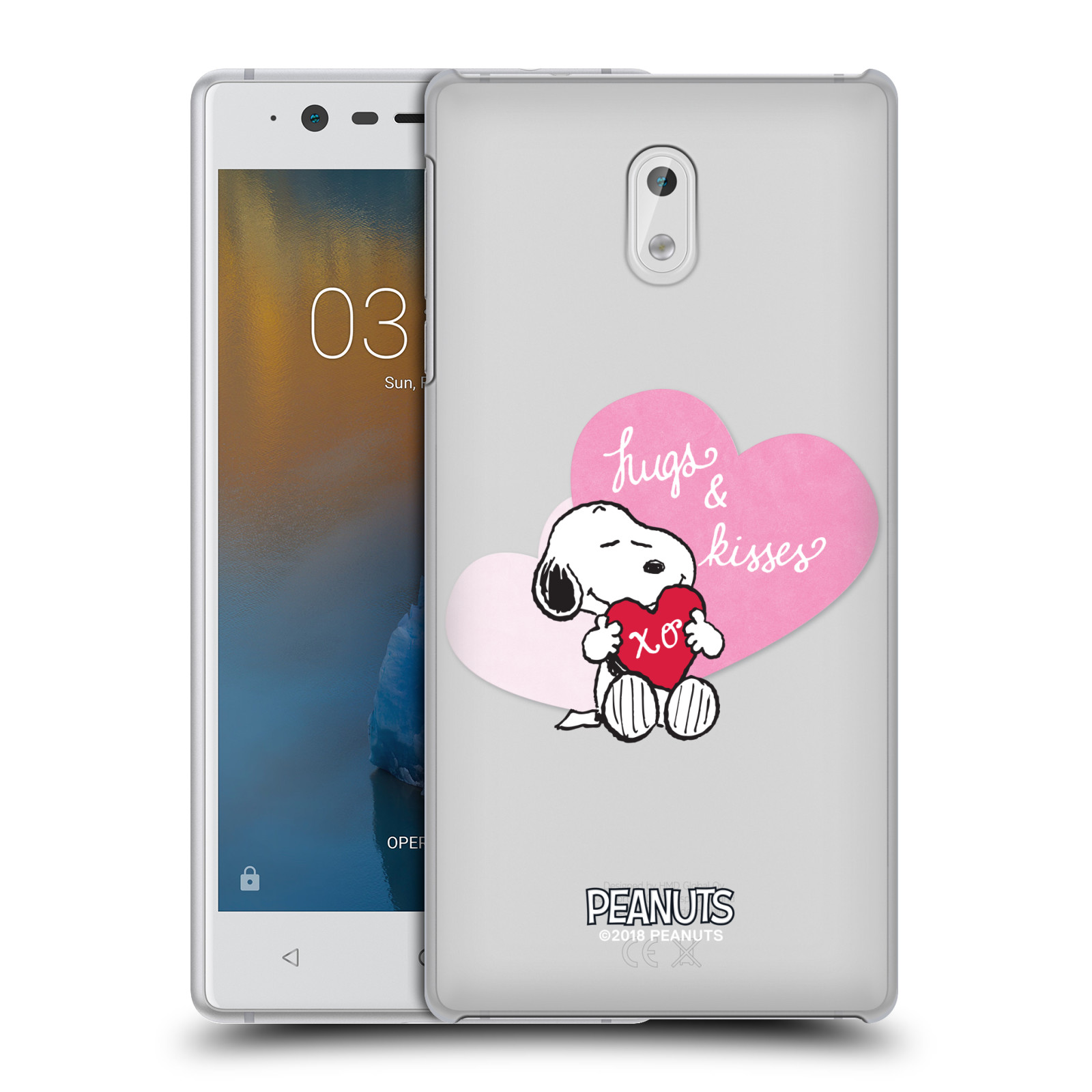 Pouzdro na mobil Nokia 3 Oficiální motiv Snoopy pejsek růžové srdíčko