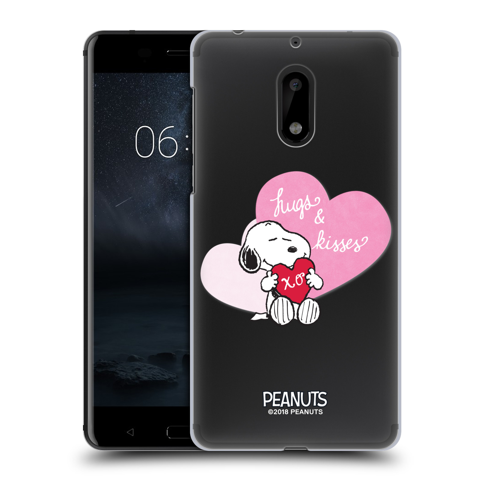 Pouzdro na mobil Nokia 6 Oficiální motiv Snoopy pejsek růžové srdíčko