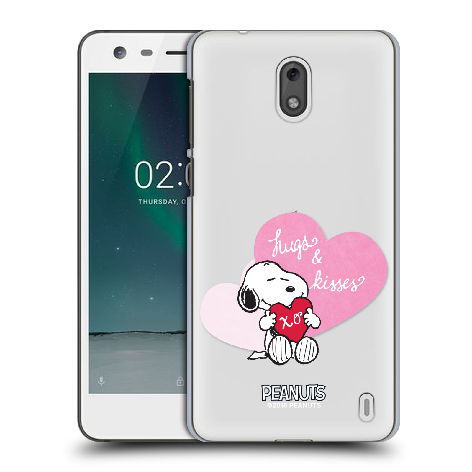 Pouzdro na mobil Nokia 2 Oficiální motiv Snoopy pejsek růžové srdíčko