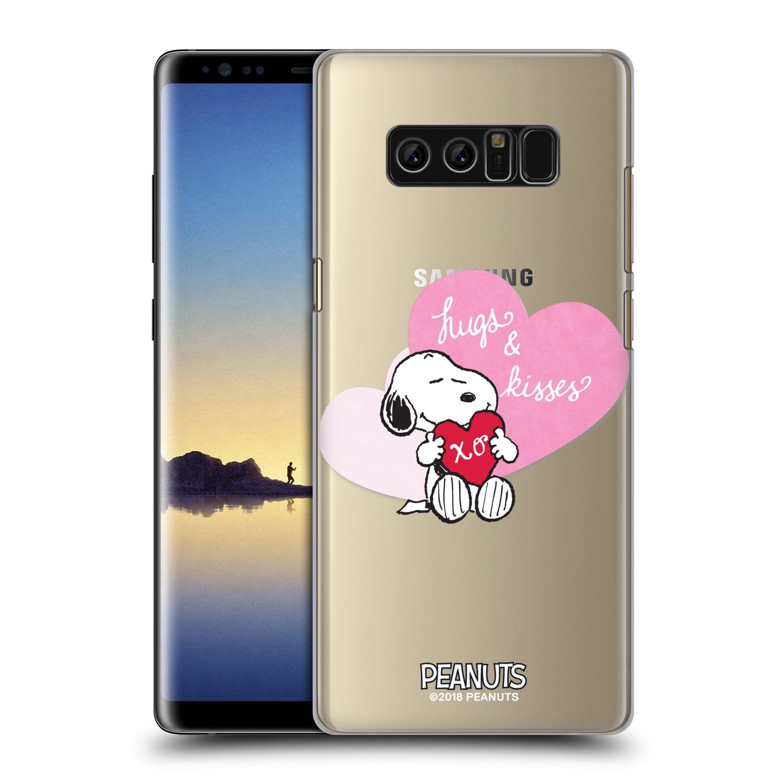 Pouzdro na mobil Samsung Galaxy Note 8 Oficiální motiv Snoopy pejsek růžové srdíčko