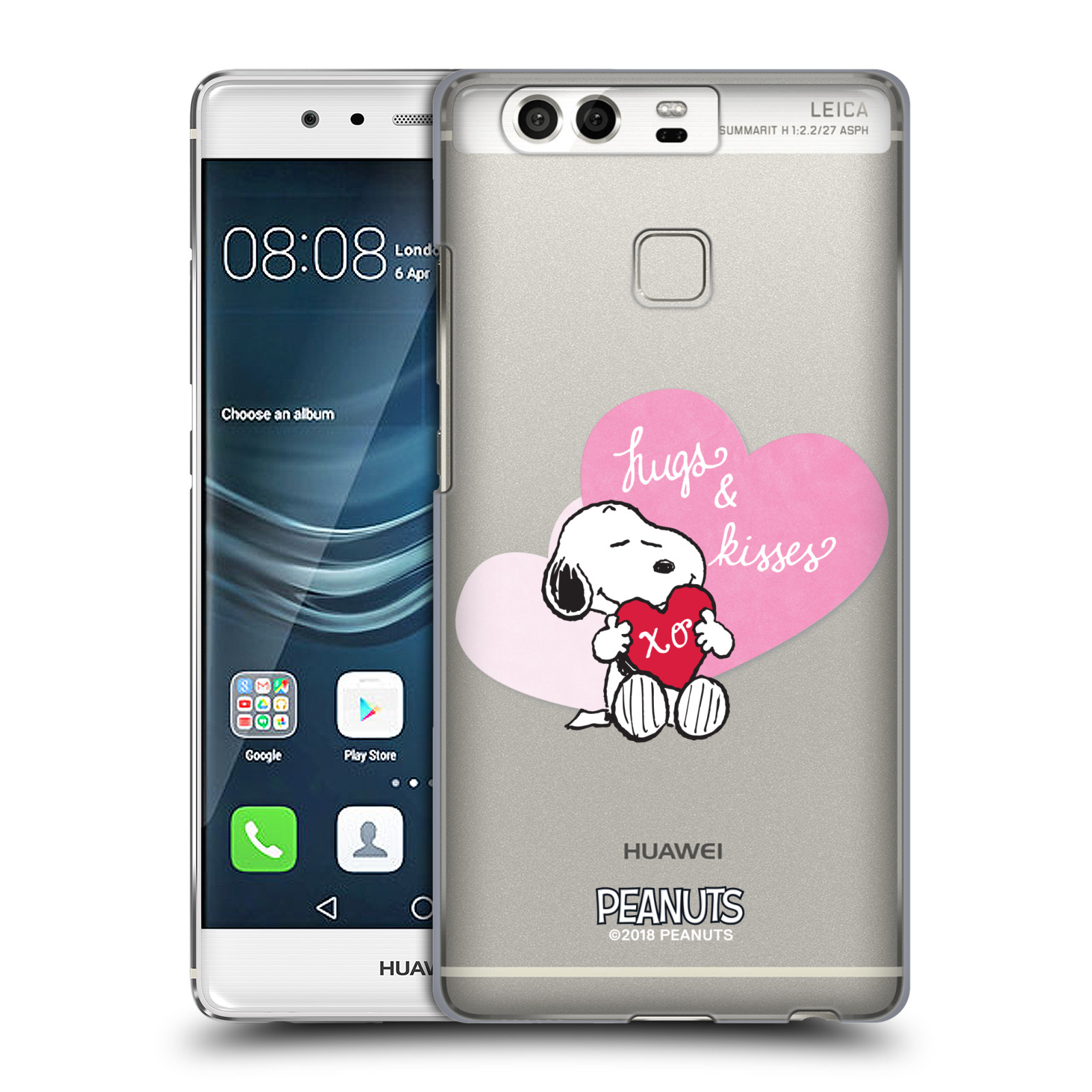 Pouzdro na mobil Huawei P9 / P9 DUAL SIM Oficiální motiv Snoopy pejsek růžové srdíčko
