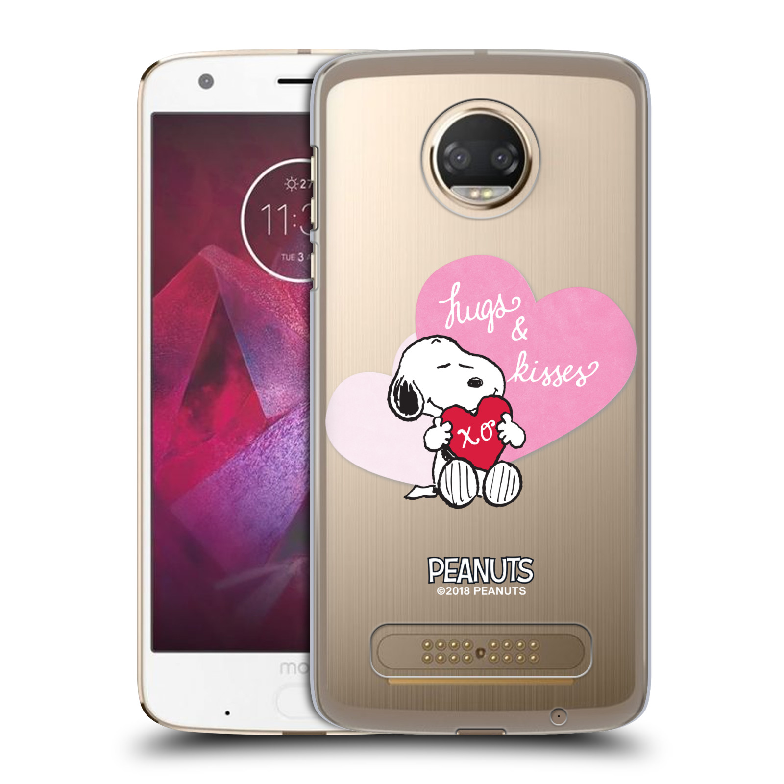 Pouzdro na mobil Motorola Moto Z2 PLAY Oficiální motiv Snoopy pejsek růžové srdíčko