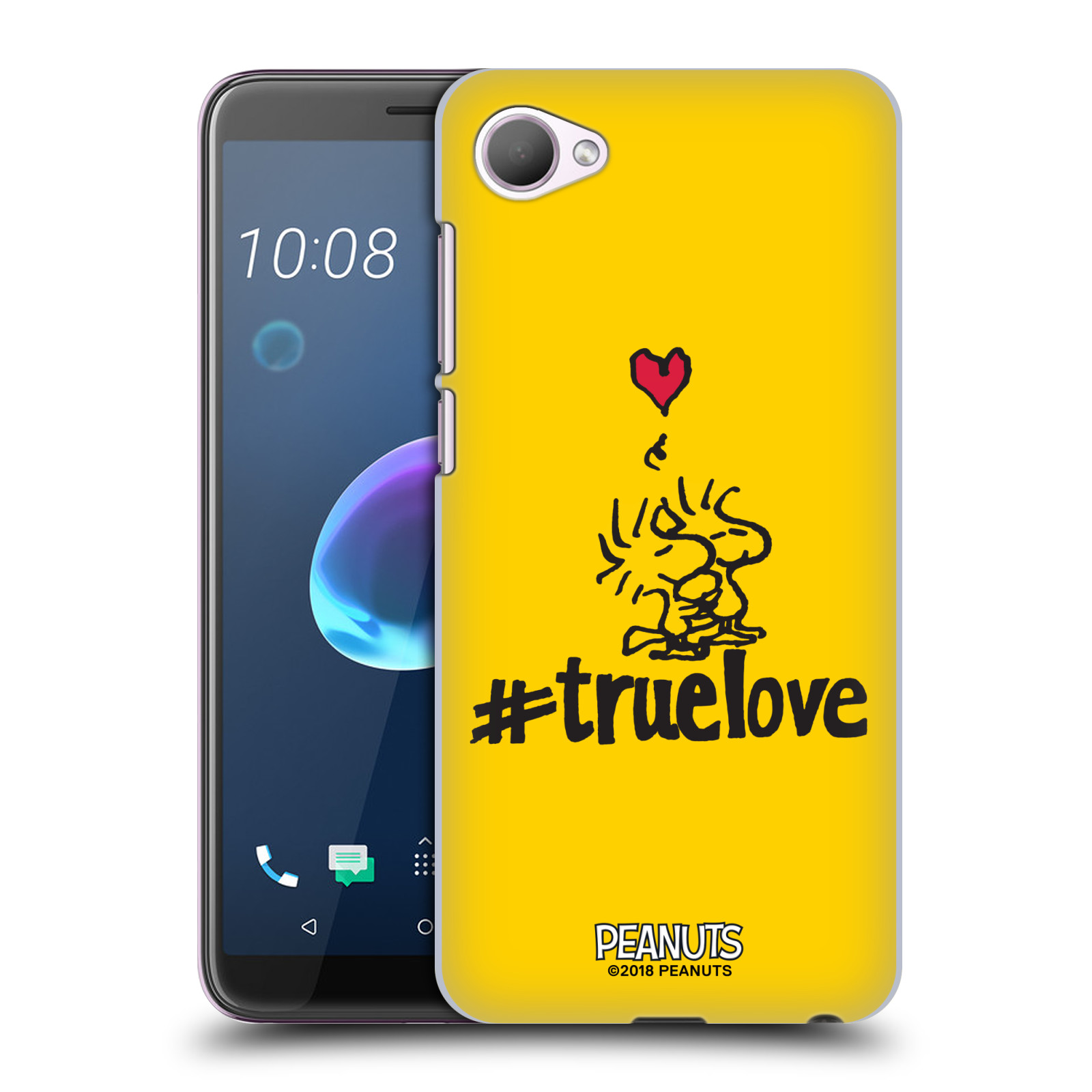 Pouzdro na mobil HTC Desire 12 / Desire 12 DUAL SIM Oficiální motiv Peanuts ptáčci žlutá barva srdíčko