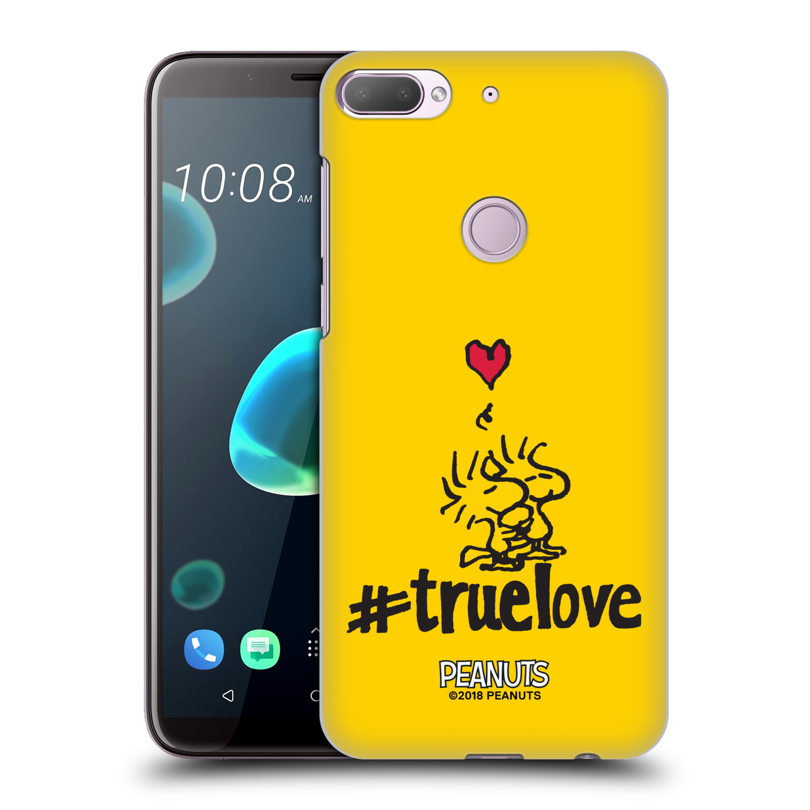 Pouzdro na mobil HTC Desire 12+ / Desire 12+ DUAL SIM Oficiální motiv Peanuts ptáčci žlutá barva srdíčko