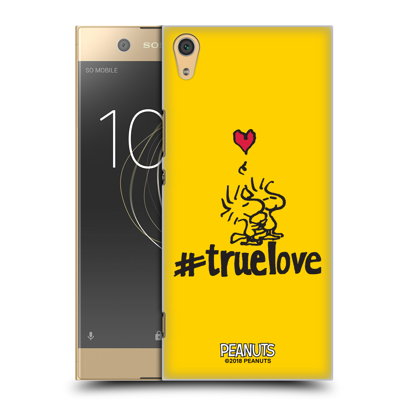 Pouzdro na mobil Sony Xperia XA1 ULTRA Oficiální motiv Peanuts ptáčci žlutá barva srdíčko