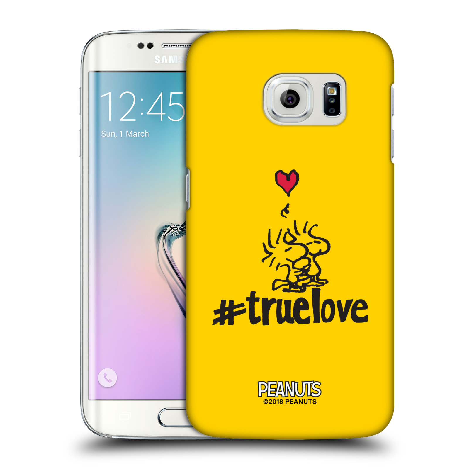 Pouzdro na mobil Samsung Galaxy S6 EDGE Oficiální motiv Peanuts ptáčci žlutá barva srdíčko