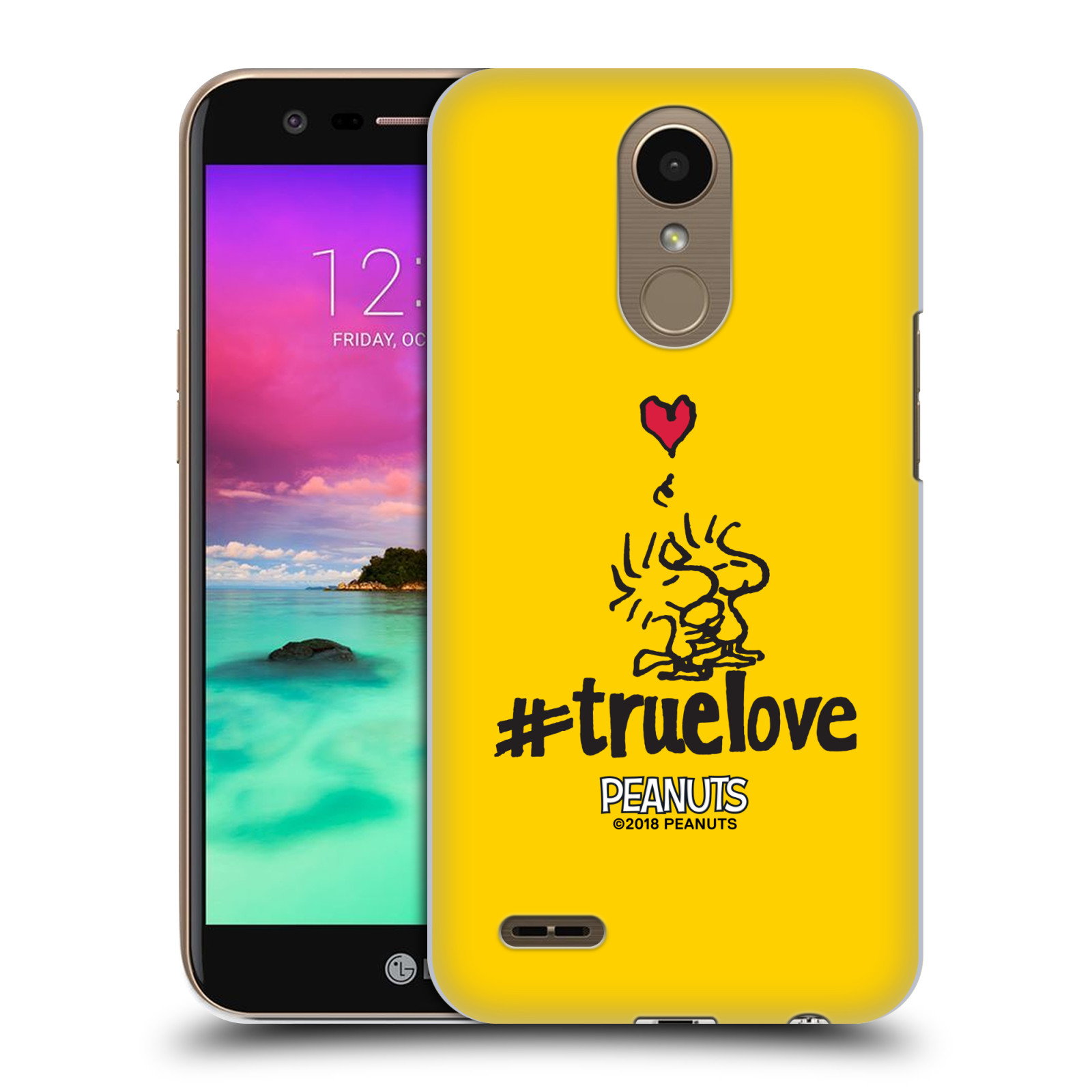 Pouzdro na mobil LG K10 2017 / K10 2017 DUAL SIM Oficiální motiv Peanuts ptáčci žlutá barva srdíčko