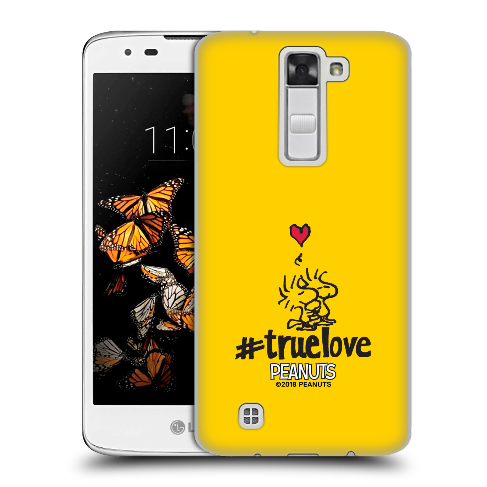 Pouzdro na mobil LG K8 Oficiální motiv Peanuts ptáčci žlutá barva srdíčko