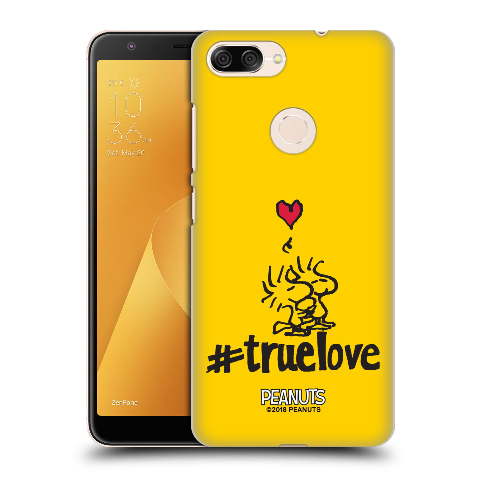 Pouzdro na mobil ASUS ZENFONE Max Plus M1 Oficiální motiv Peanuts ptáčci žlutá barva srdíčko