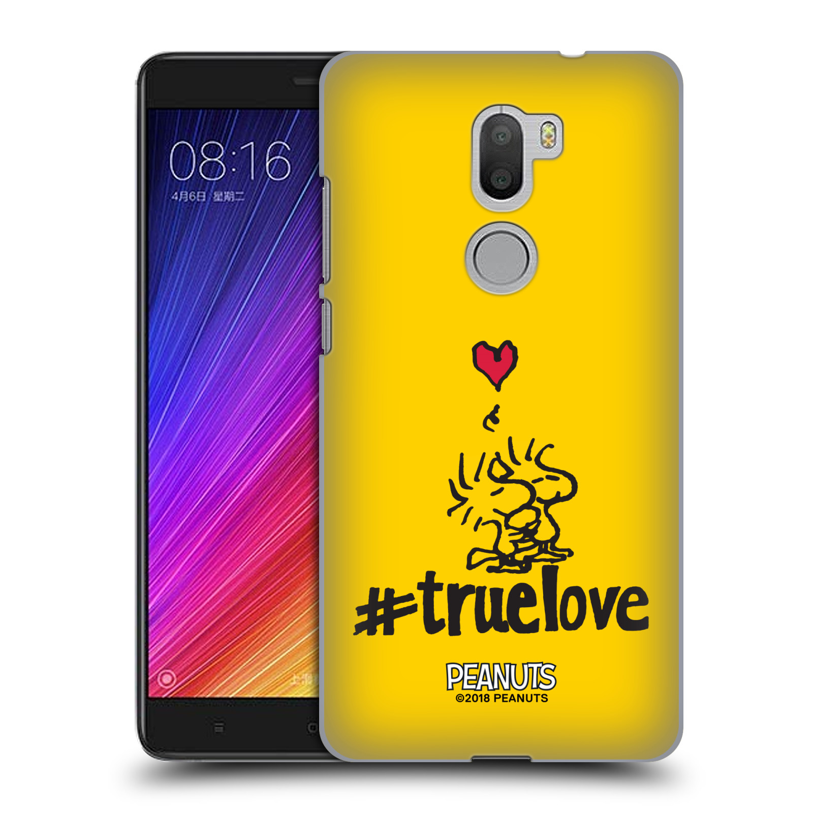 Pouzdro na mobil Xiaomi Mi5s PLUS Oficiální motiv Peanuts ptáčci žlutá barva srdíčko
