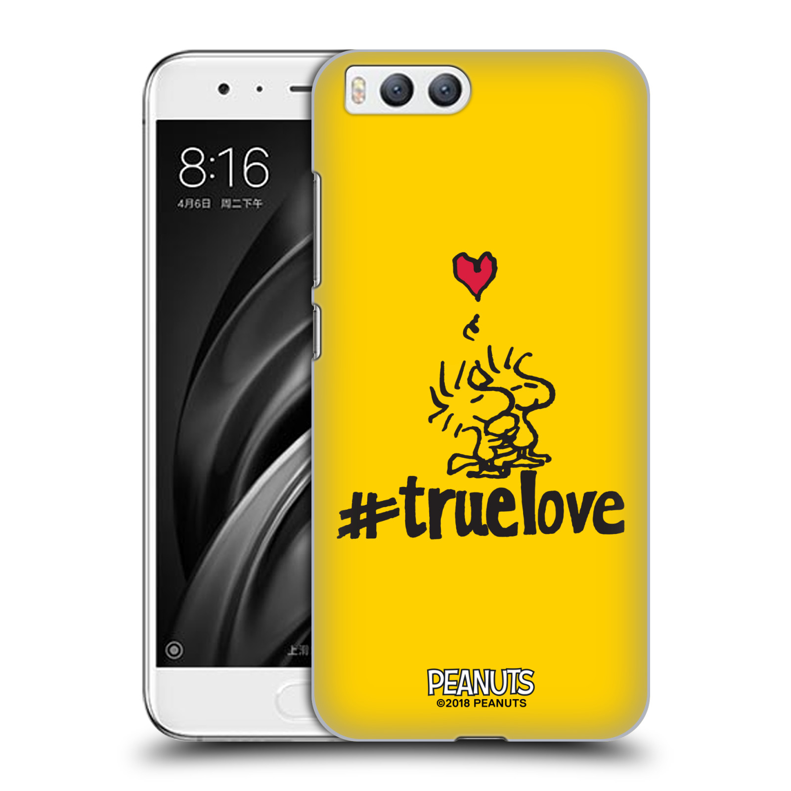 Pouzdro na mobil Xiaomi MI6 Oficiální motiv Peanuts ptáčci žlutá barva srdíčko