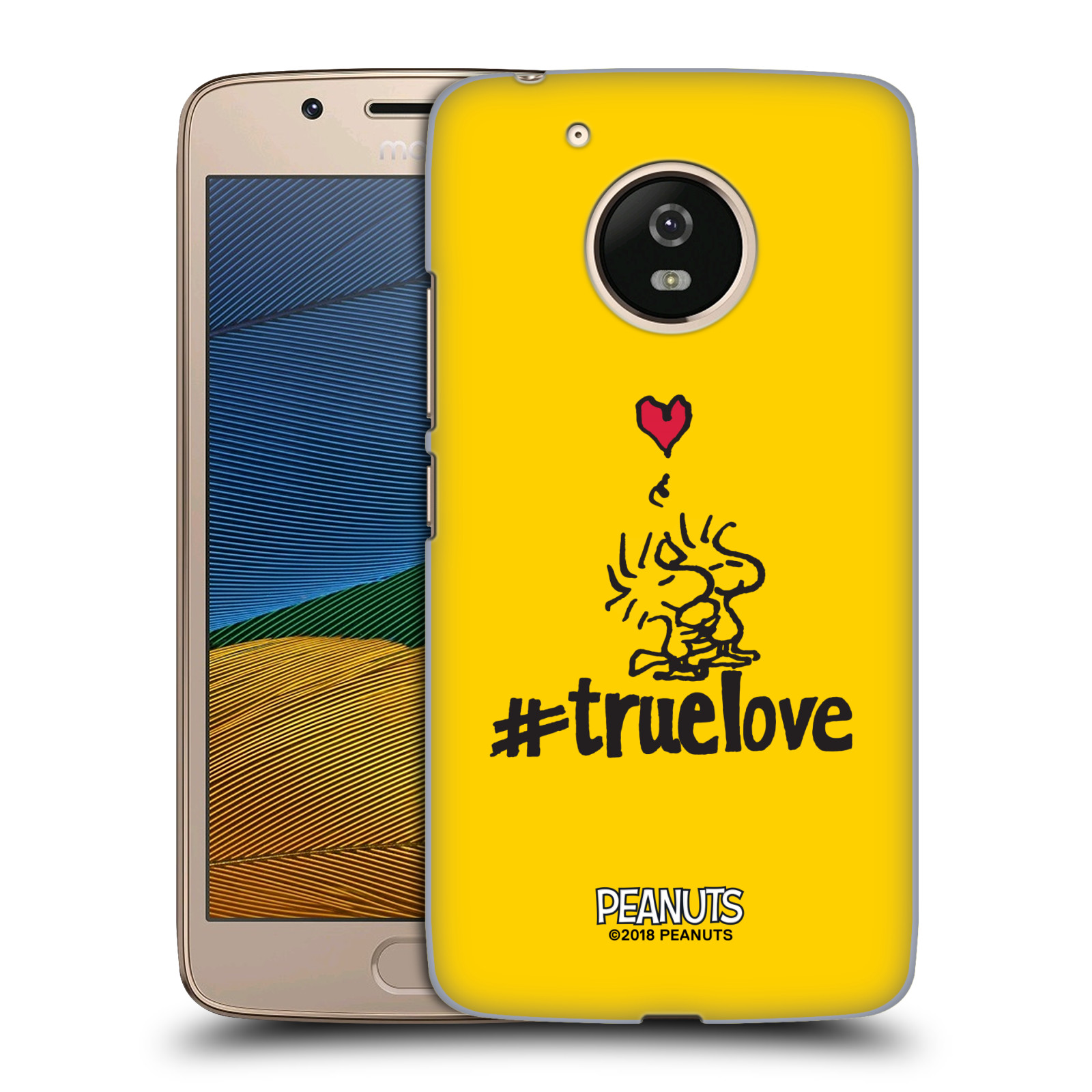 Pouzdro na mobil Lenovo Moto G5 Oficiální motiv Peanuts ptáčci žlutá barva srdíčko