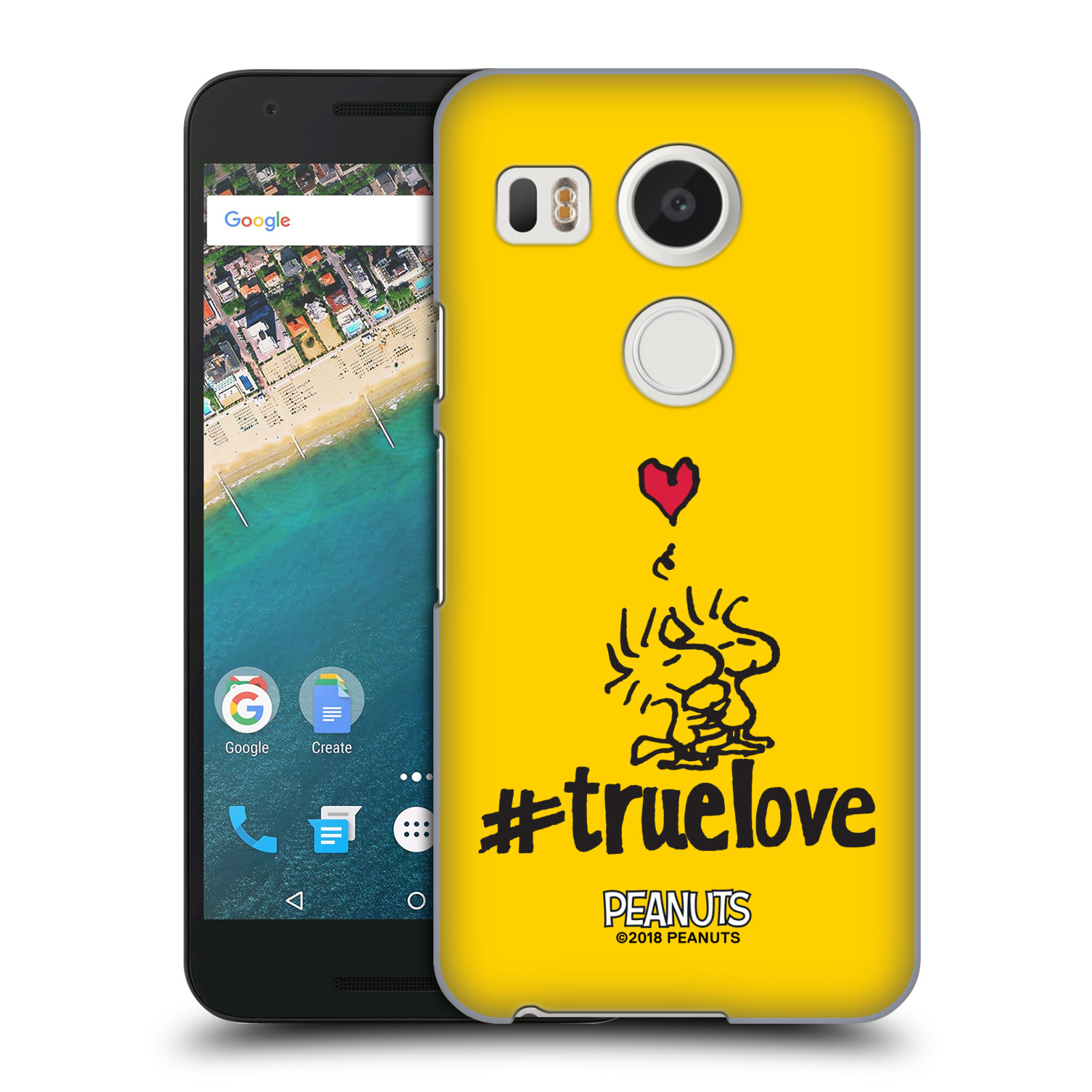 Pouzdro na mobil LG NEXUS 5X Oficiální motiv Peanuts ptáčci žlutá barva srdíčko