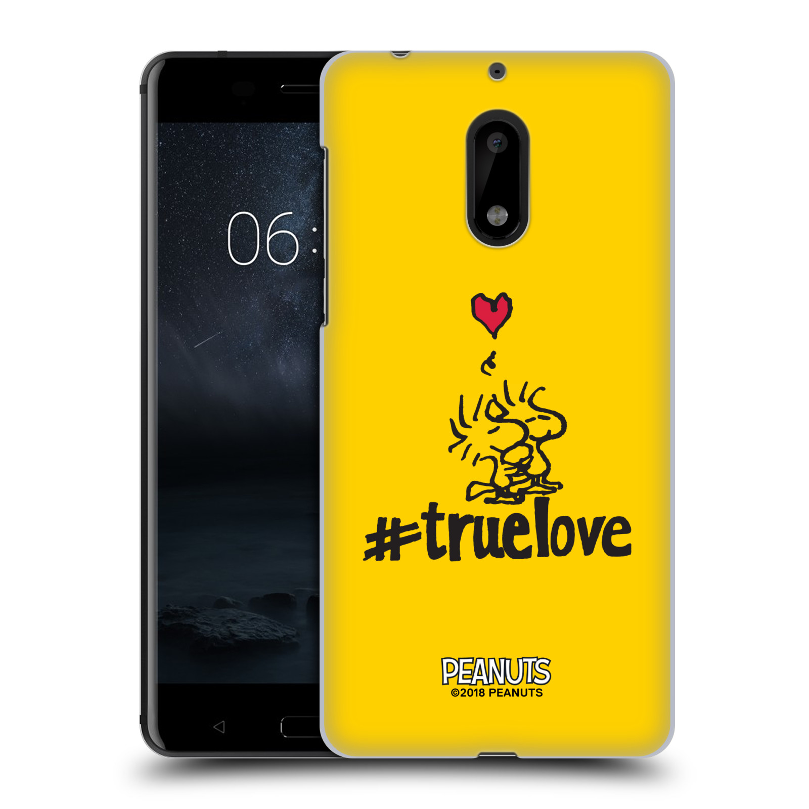Pouzdro na mobil Nokia 6 Oficiální motiv Peanuts ptáčci žlutá barva srdíčko