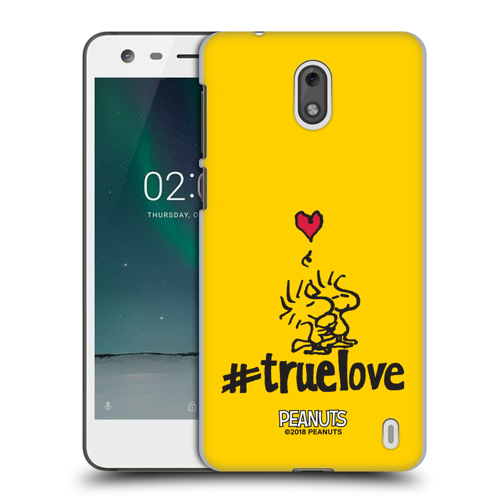 Pouzdro na mobil Nokia 2 Oficiální motiv Peanuts ptáčci žlutá barva srdíčko