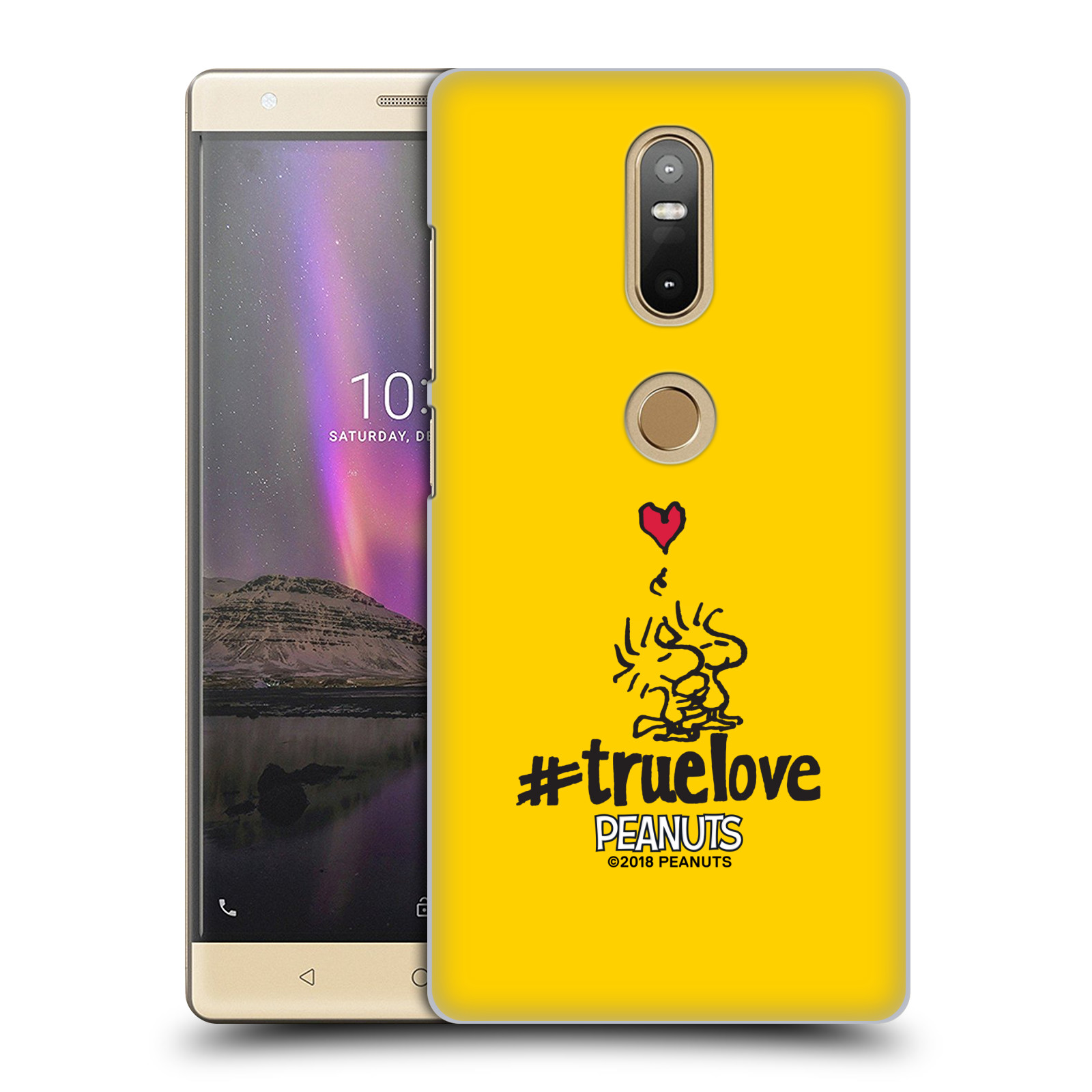 Pouzdro na mobil Lenovo Phab 2 PLUS Oficiální motiv Peanuts ptáčci žlutá barva srdíčko