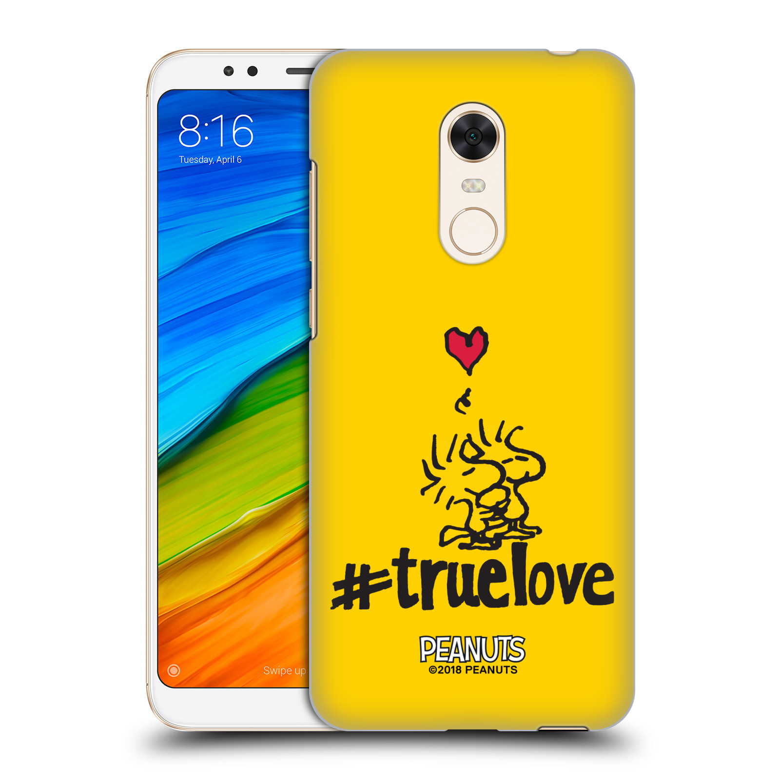 Pouzdro na mobil Xiaomi Redmi 5 PLUS (REDMI 5+) Oficiální motiv Peanuts ptáčci žlutá barva srdíčko